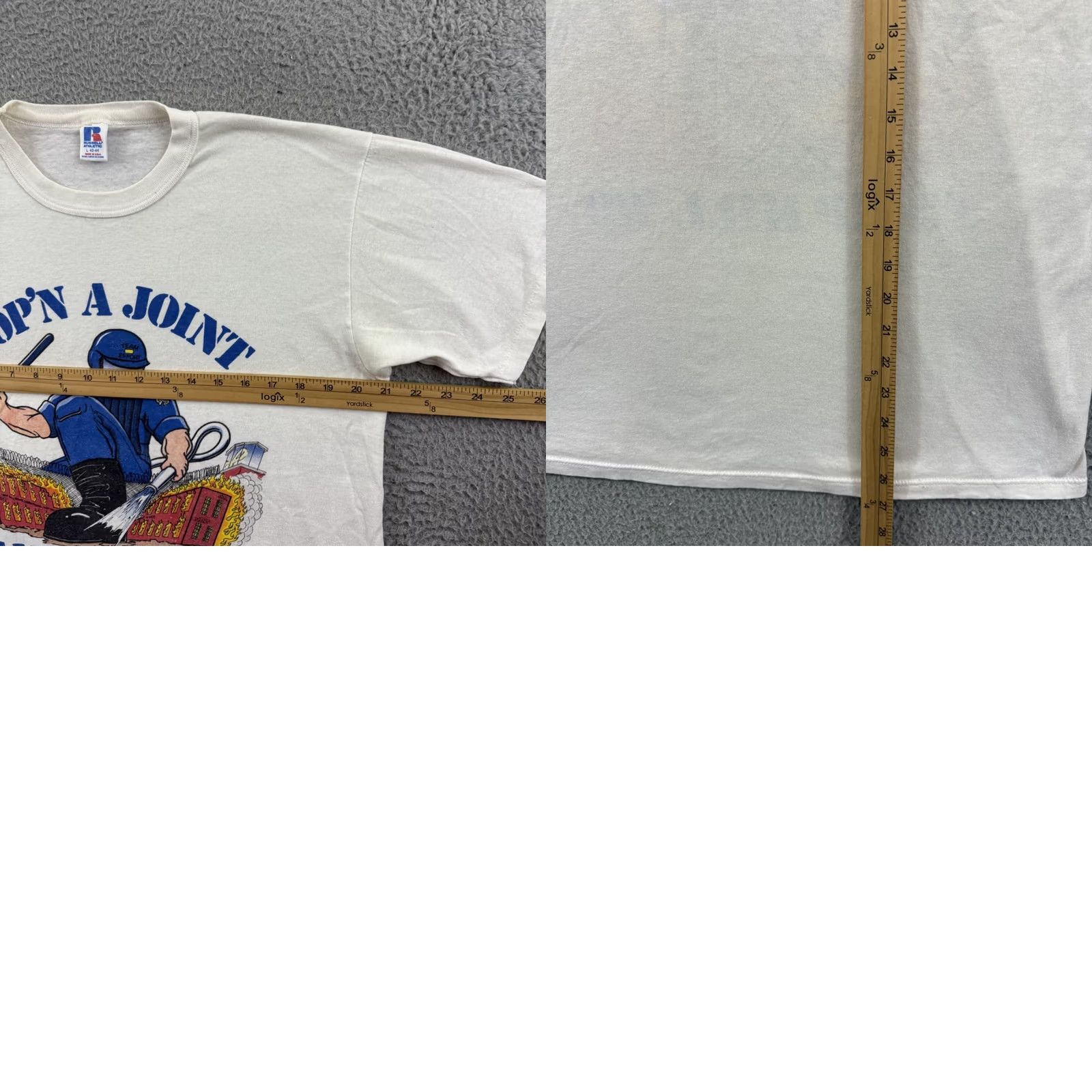 Russell Athletic VINTAGE Russell Athletic Camp Hill Inmate Riot Shirt Mens Large 80s Short Sleeve White Cotton Blend Graphic Print 80s Size US L / EU 52-54 / 3 - 8 Thumbnail
