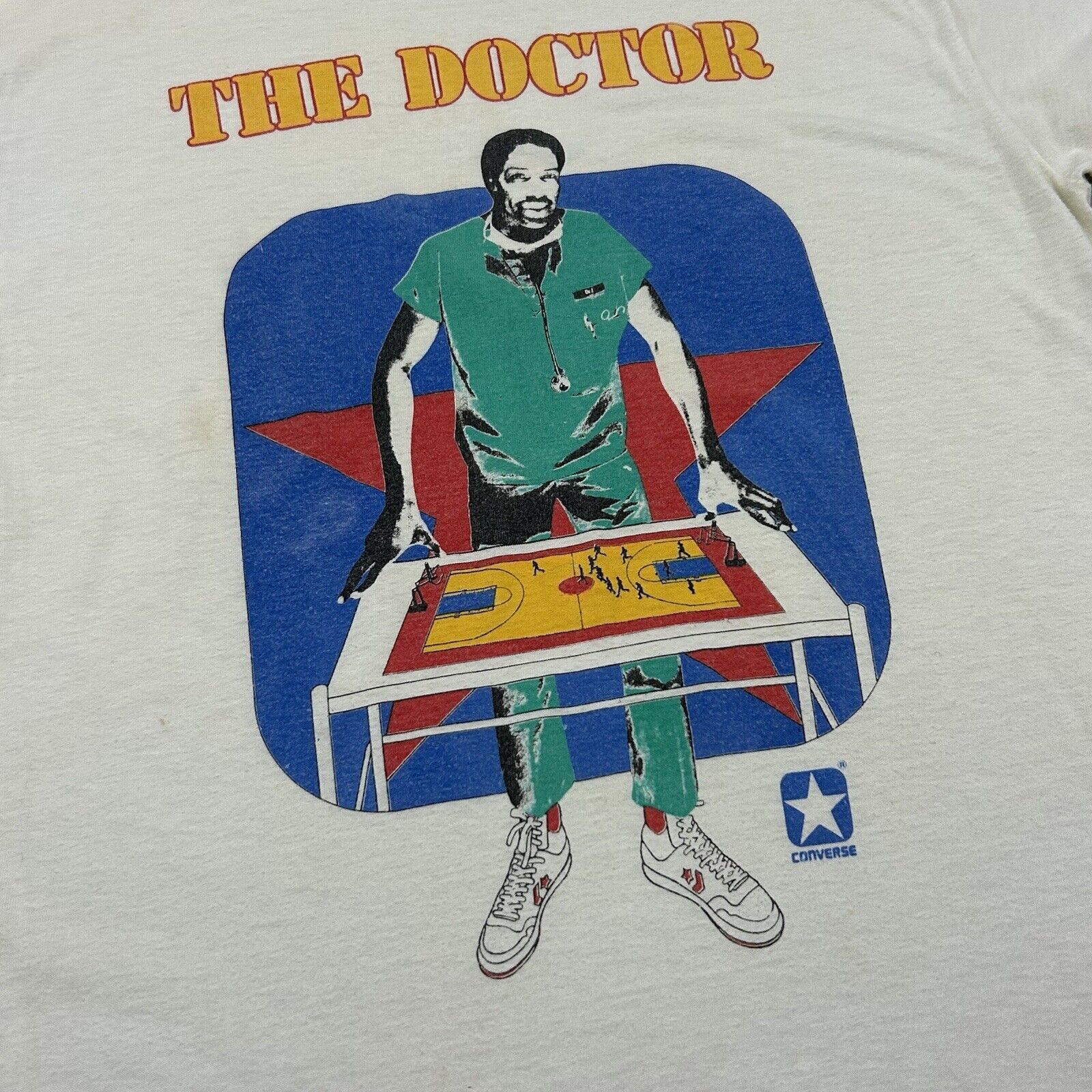 Converse × Vintage Vintage 1970s Converse The Doctor Dr J Julius Erving T Shirt Size US L / EU 52-54 / 3 - 3 Thumbnail