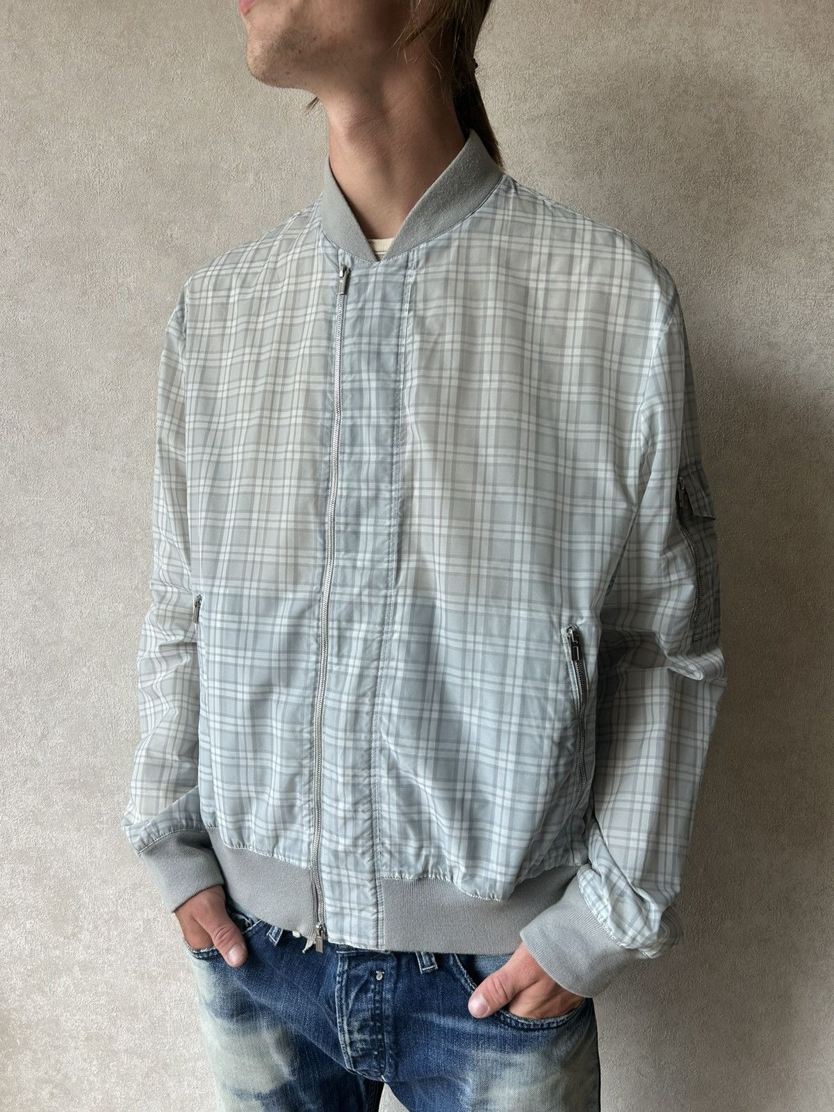 Hermes Vintage Hermès Check Pattern Bomber Jacket Plaid Lightweight Size US L / EU 52-54 / 3 - 1 Thumbnail