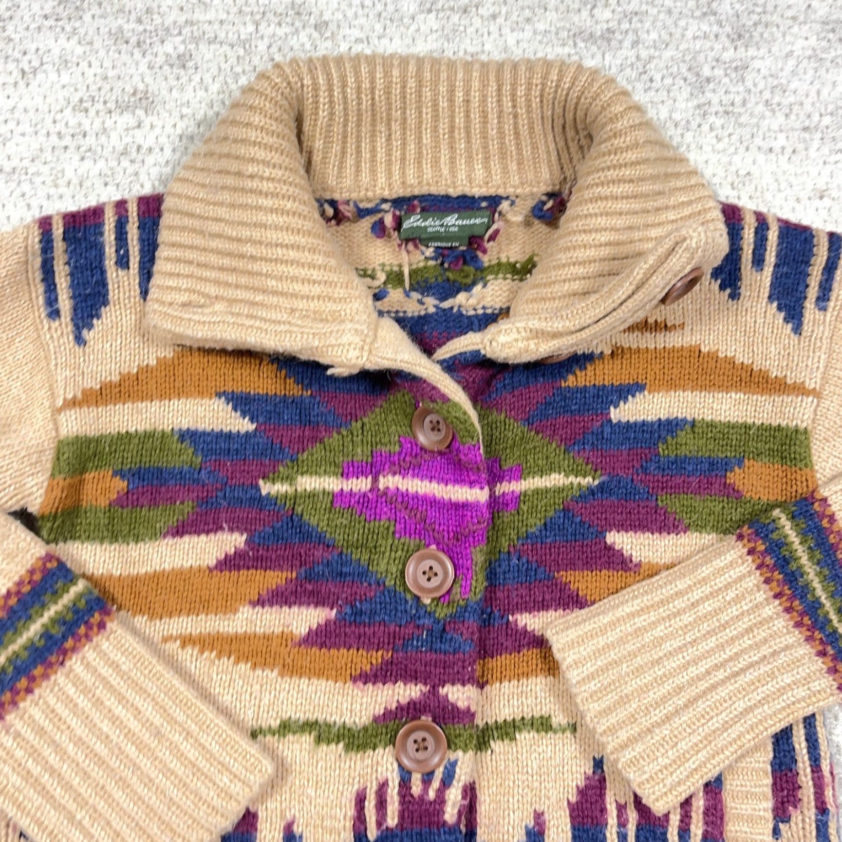 Eddie Bauer VINTAGE Eddie Bauer Cardigan Sweater Women Small Wool Alpaca Blend Aztec Southwestern * Size S / US 4 / IT 40 - 3 Thumbnail