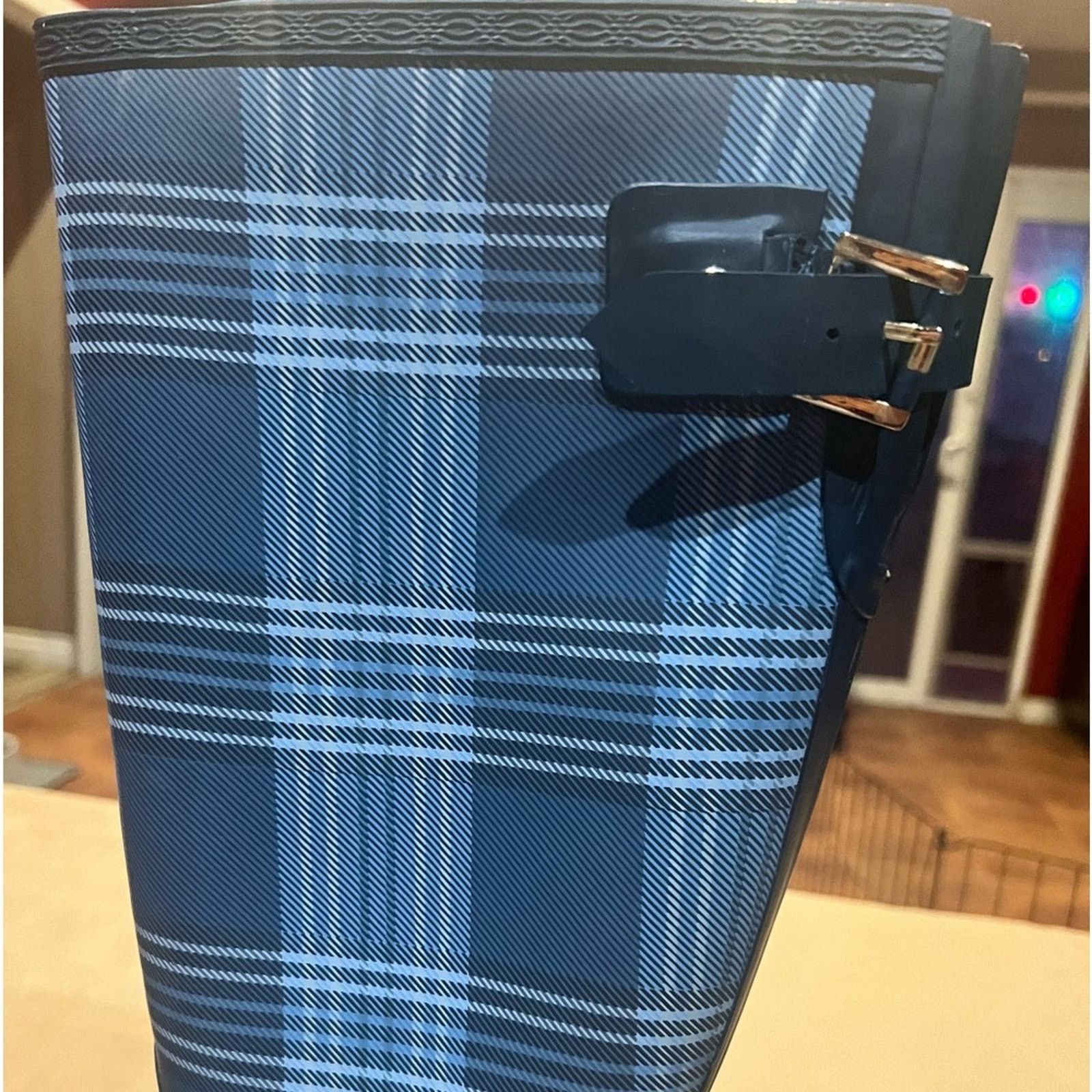 Tommy Hilfiger Tommy Hilfiger Malya2 Knee-High Rain Boots Plaid Blue Sz 10 Size US 10 / IT 40 - 9 Thumbnail