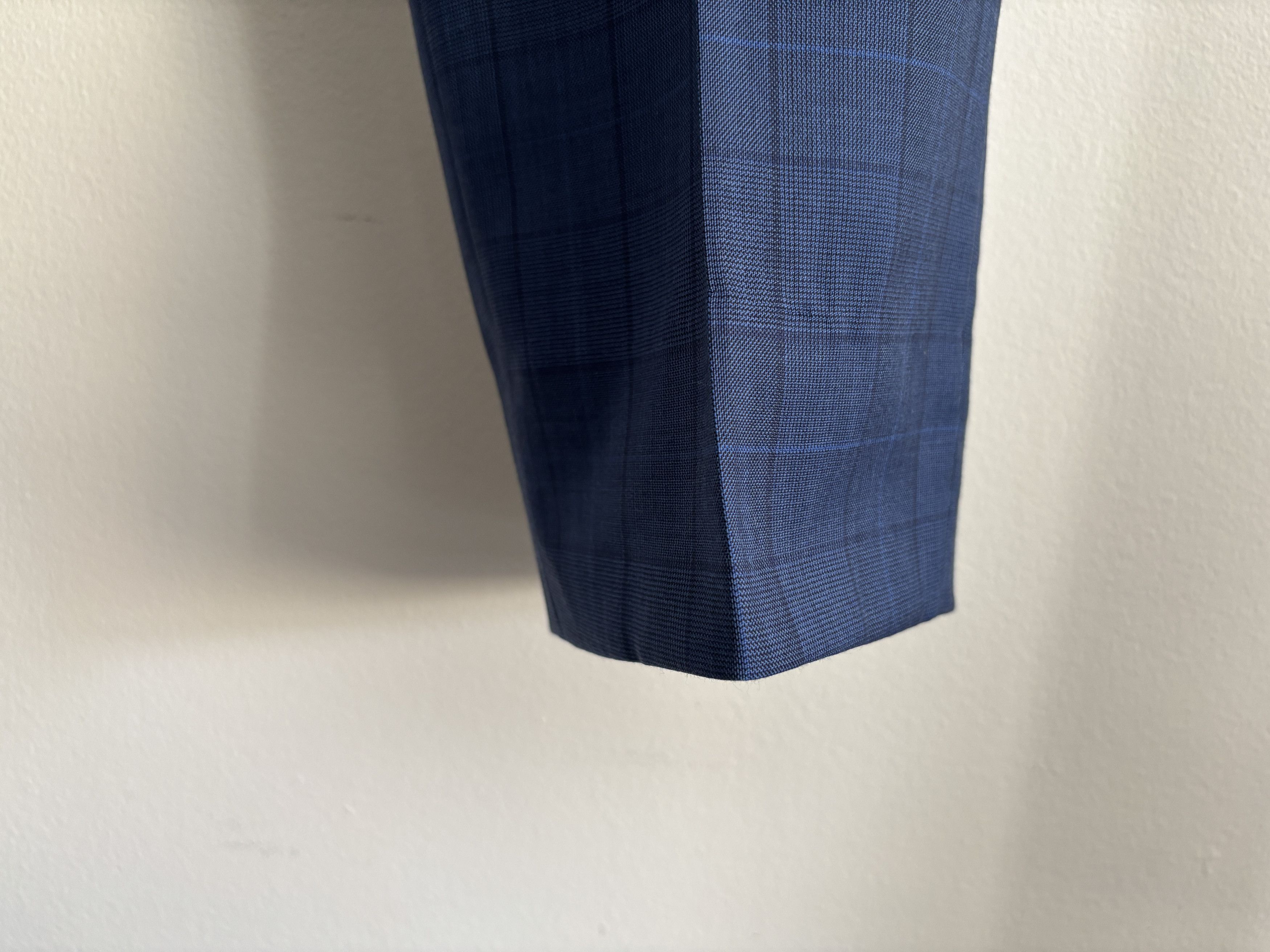 Canali $2100 Windowpane Check Blue Suit - Size 46. Pants 36-37 Size 46R - 17 Thumbnail