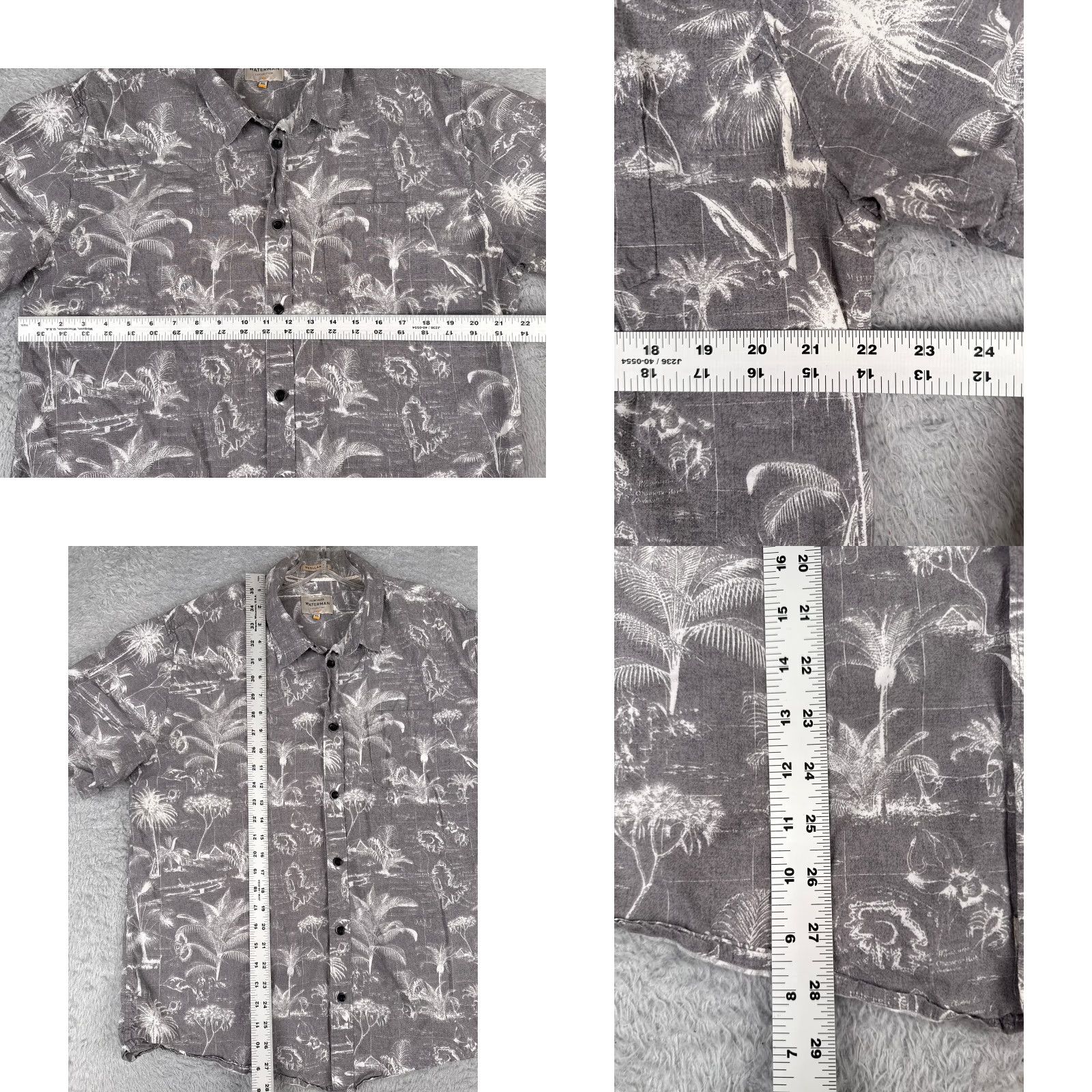 Quiksilver Quiksilver Waterman Shirt Adult XL Gray SLIM Palm Cotton Blend Hawaiian Floral Button-Up Short Sleeve Casual Holiday Resort Beach Mens Size US XL / EU 56 / 4 - 8 Thumbnail