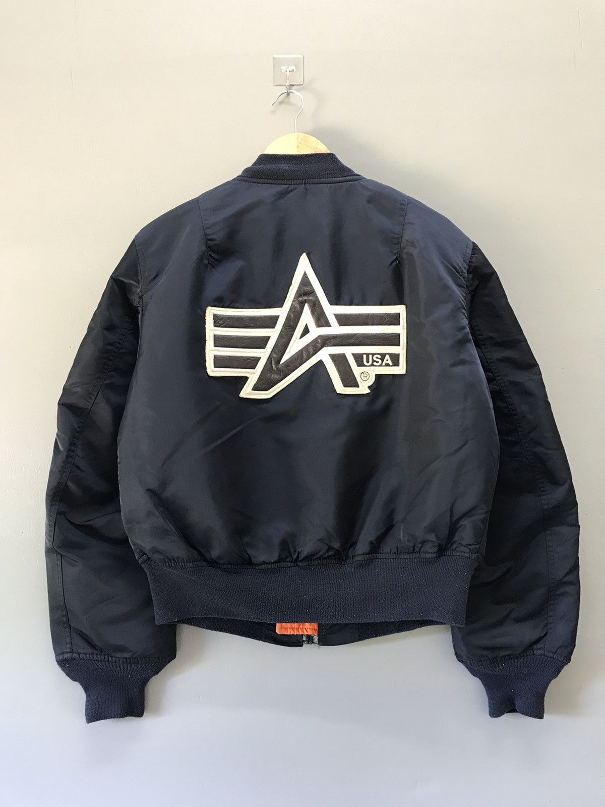image of Alpha Industries Type Ma-1 Bomber Jacket in Dark Blue, Men's (Size Medium)