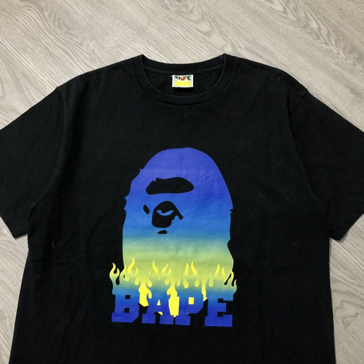 Bape Vintage Bape Blue Flame Head A Bathing Ape Big Logo T-shirt Size US XL / EU 56 / 4 - 5 Thumbnail