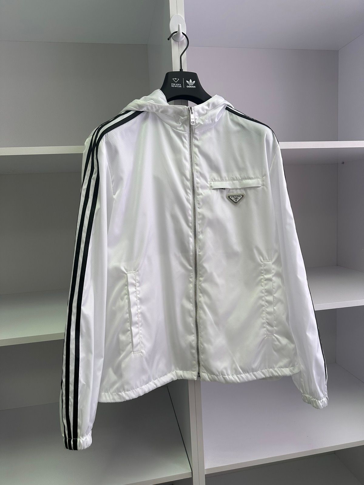 Pre-owned Adidas Originals Vintage Prada Adidas White Jacket