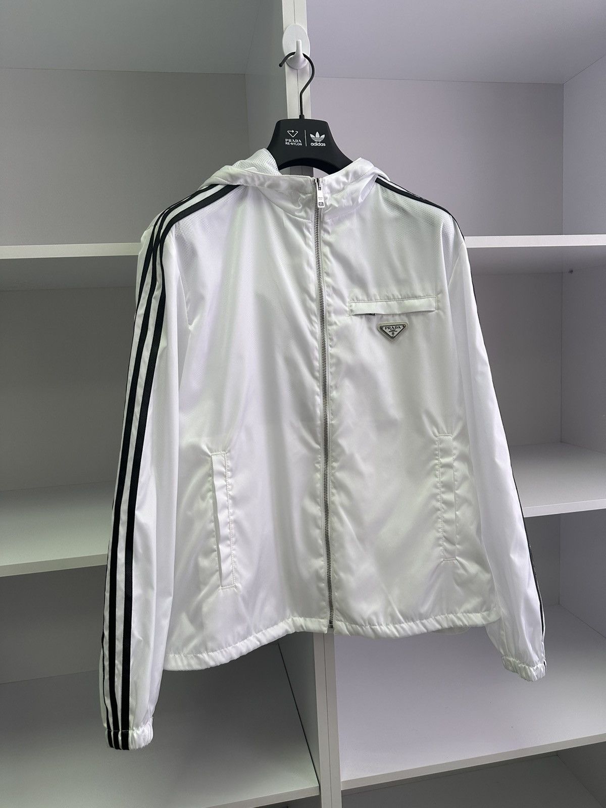 image of Vintage Prada Adidas White Jacket, Men's (Size Large)