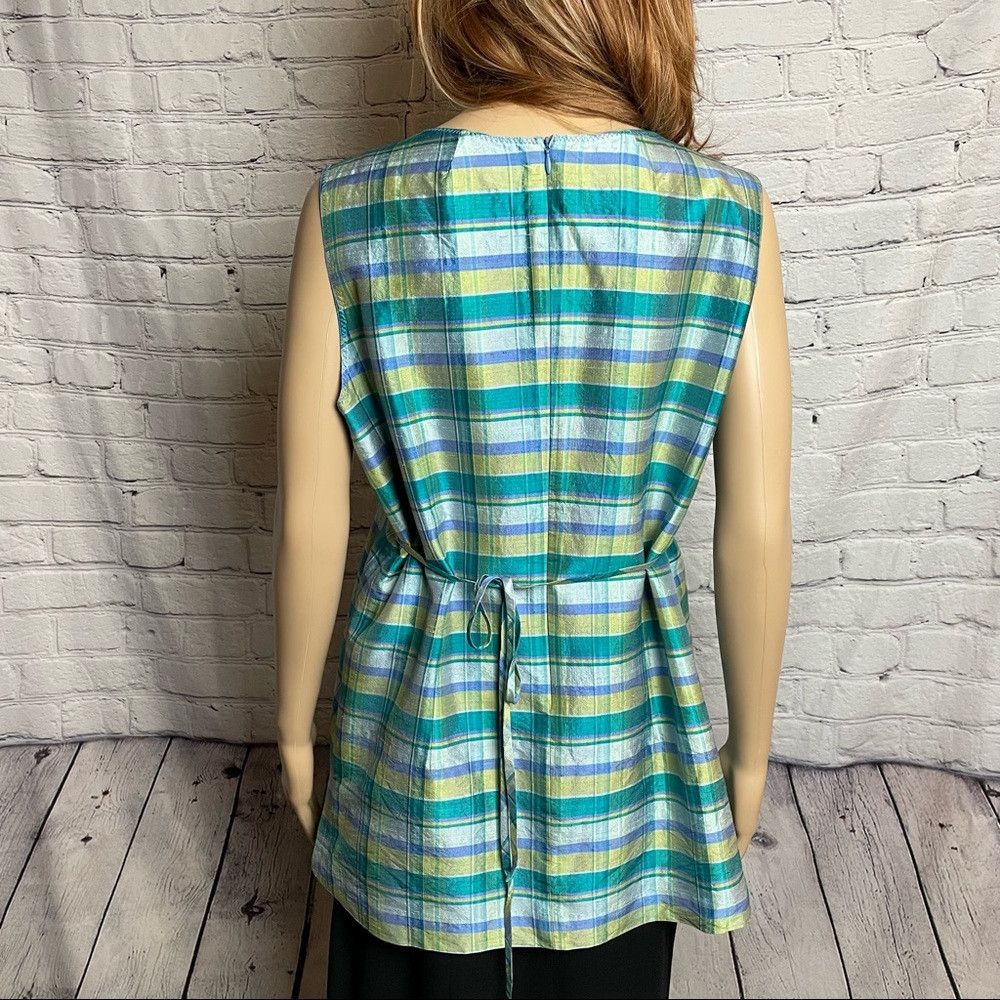 Other Mimi Maternity Plaid Green Blue Silk Top Size M Size M / US 6-8 / IT 42-44 - 6 Thumbnail