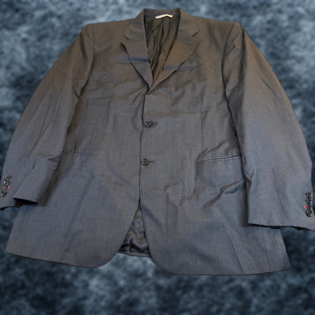 Canali VINTAGE Canali Charcoal Gray Pinstripe Suit Jacket Blazer NOTCH Not applicable? Size 46R - 1 Thumbnail