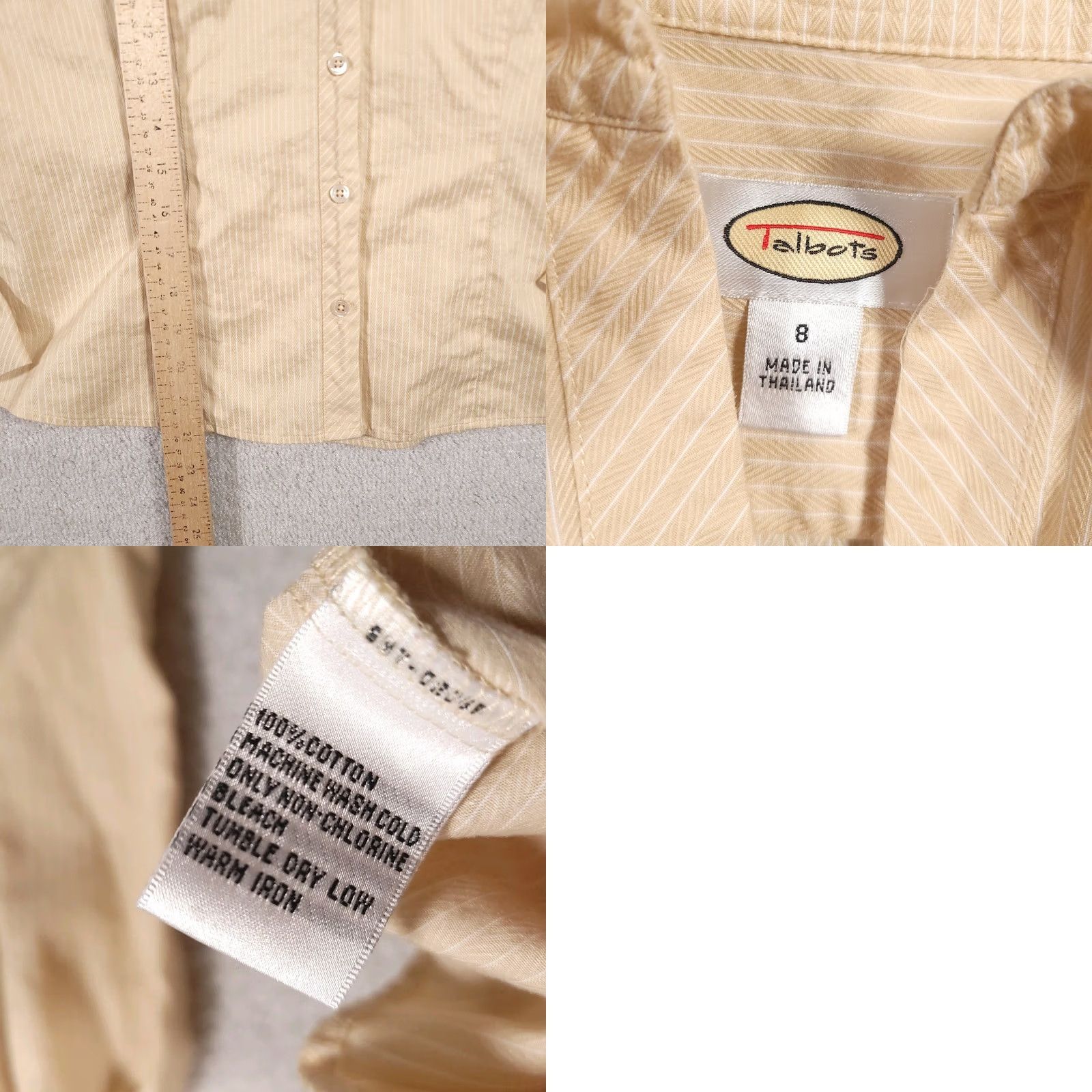 Talbots Talbots Button-Up Shirt Women's Size 8 Wrinkle Resistant Herringbone Long Sleeve Beige Regular Mens? Women? (note: correct ending) Size M / US 6-8 / IT 42-44 - 8 Thumbnail