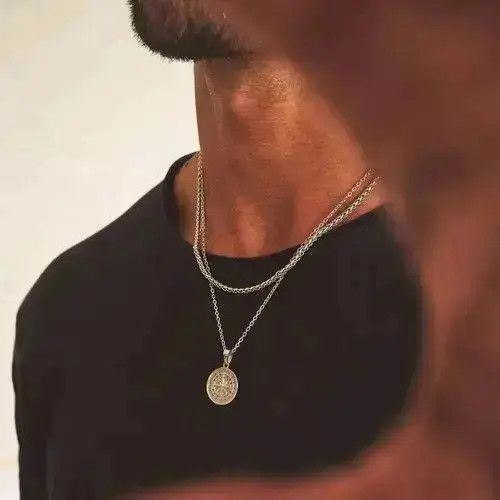 Vintage Necklace Pendant Stainless Steel Cuban Chain Casual Retro Size ONE SIZE - 6 Thumbnail