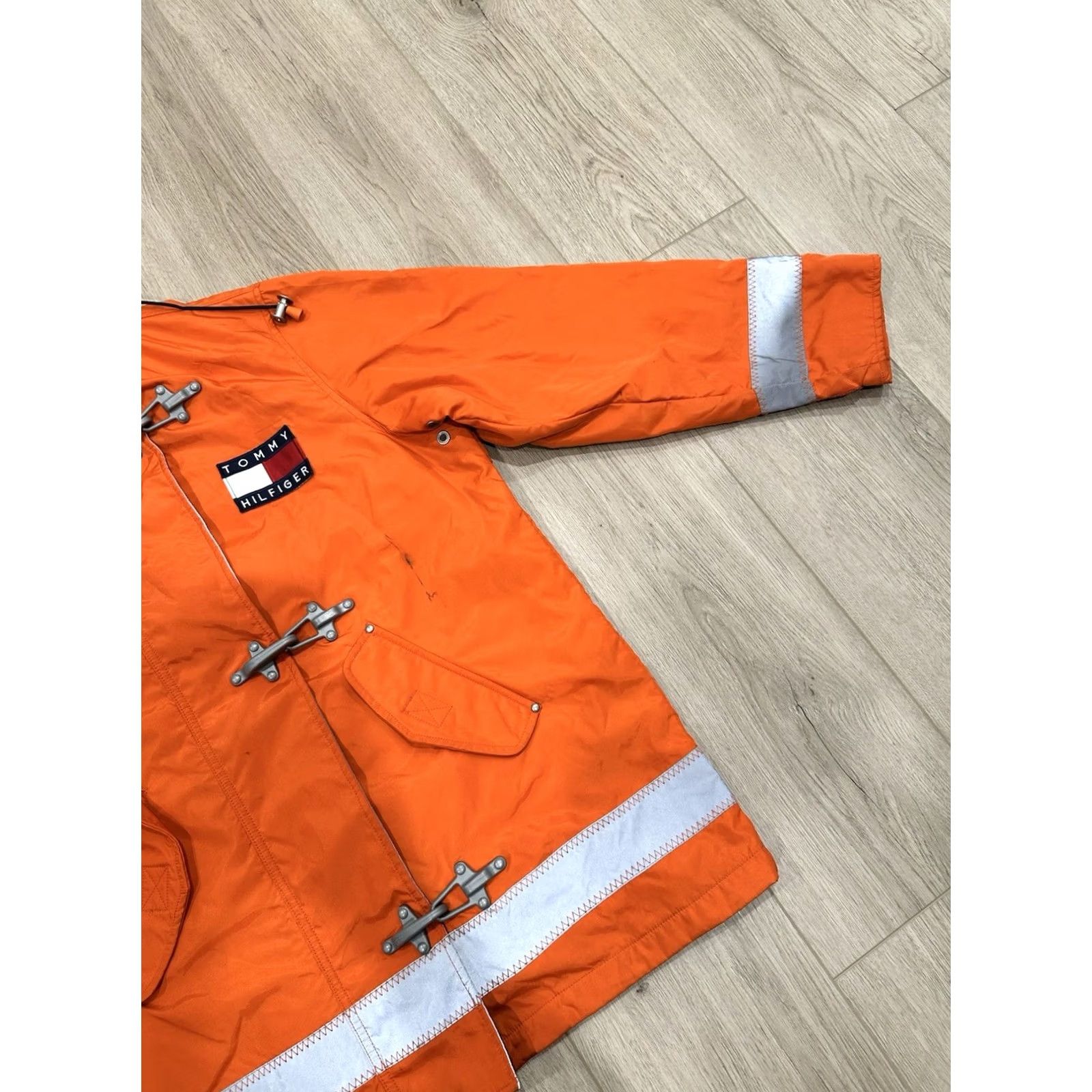 Tommy Hilfiger VINTAGE Tommy Hilfiger Men’s Orange Fireman Windbreaker Rain Jacket Sz Medium Jacket Mens Orange 90s Size US M / EU 48-50 / 2 - 2 Thumbnail