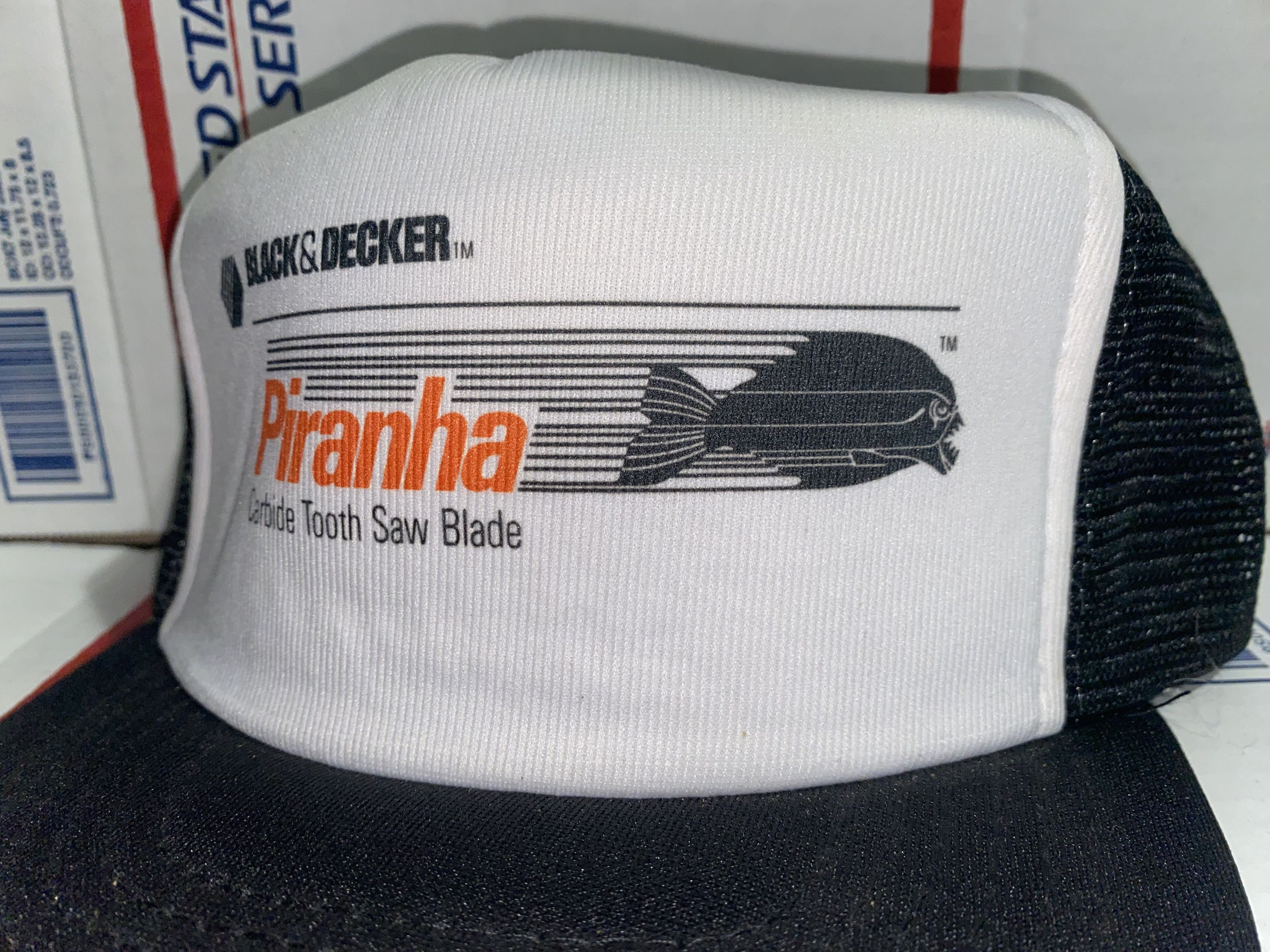Vintage vtg Black & Decker Piranha Carbide Saw Blade trucker Hat Cap Size ONE SIZE - 3 Thumbnail