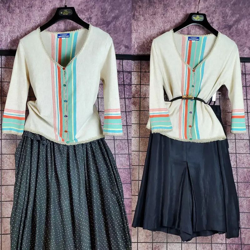 Burberry Burberry Summer Beige Cotton Striped Knit Top Size M / US 6-8 / IT 42-44 - 1 Thumbnail