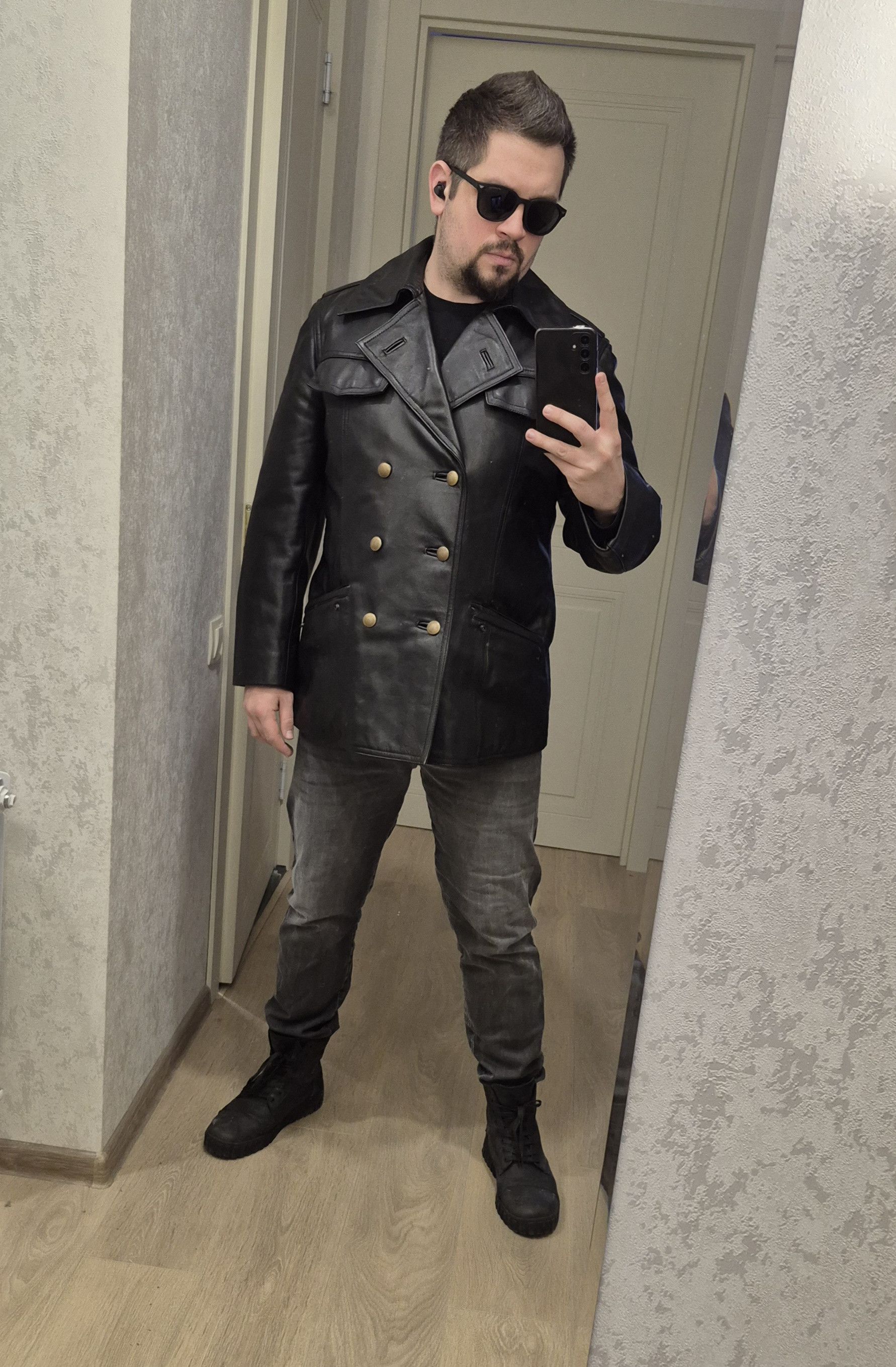 Vintage Hackel & Co Rare vintage police military men leather jacket Size US L / EU 52-54 / 3 - 8 Thumbnail
