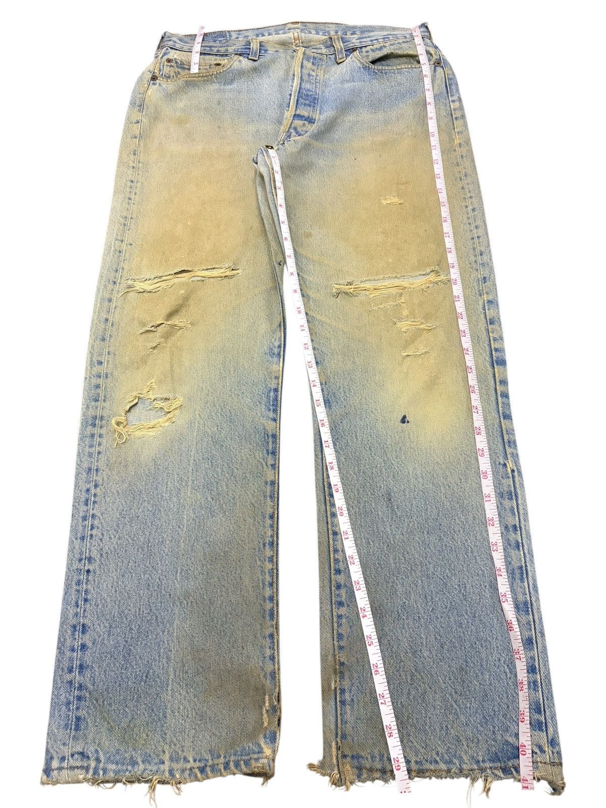 Levi's Vintage 70s Levis 501 Usa Mud Wash Distress Loose Jeans Size US 33 - 7 Thumbnail