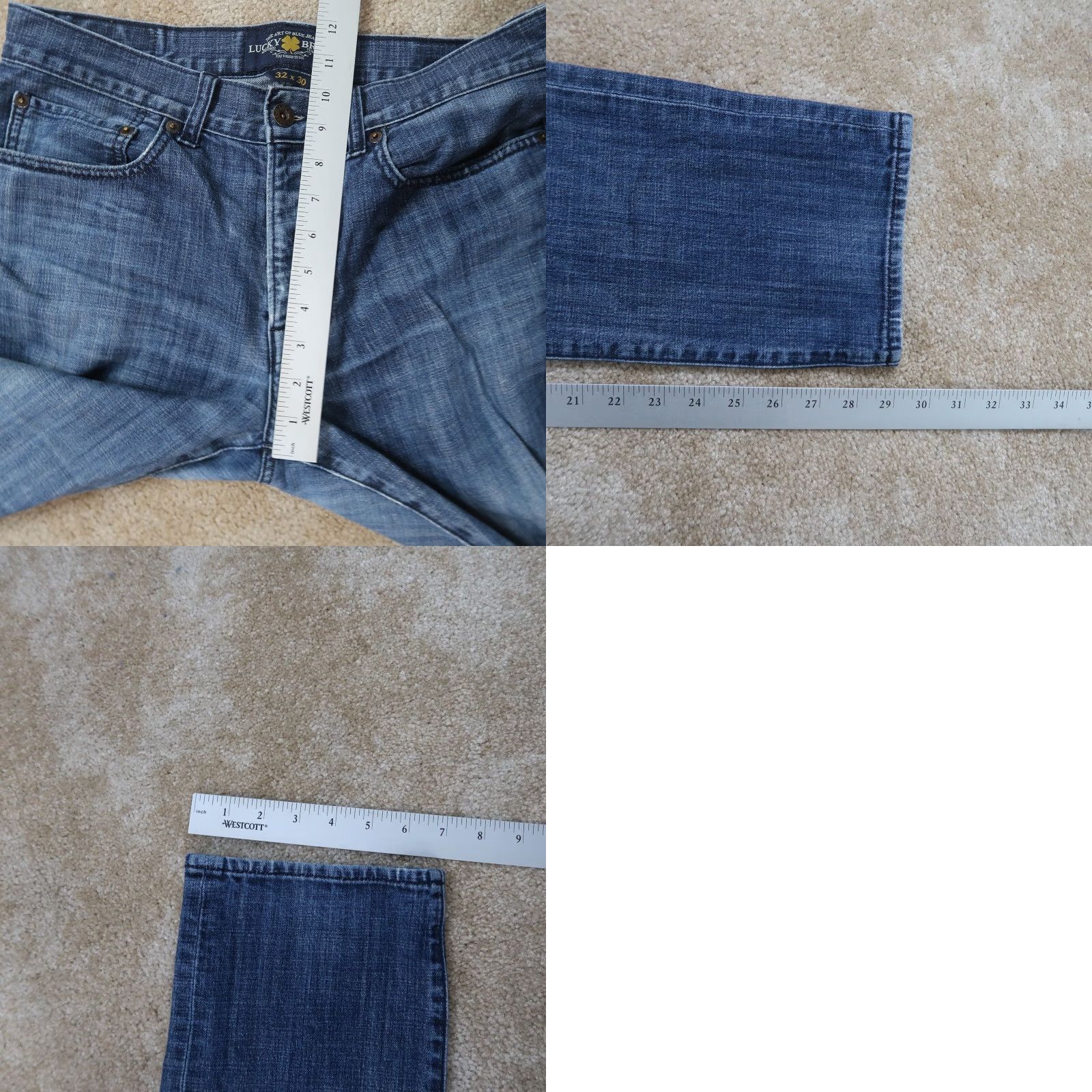 Lucky Brand Lucky Brand 121 Heritage Slim Pants Men 32x30 Blue Straight Leg Jeans Slim 5-Pocket Modern Classic Denim Belt Loops Size 32 Regular Mens Size US 32 / EU 48 - 9 Thumbnail