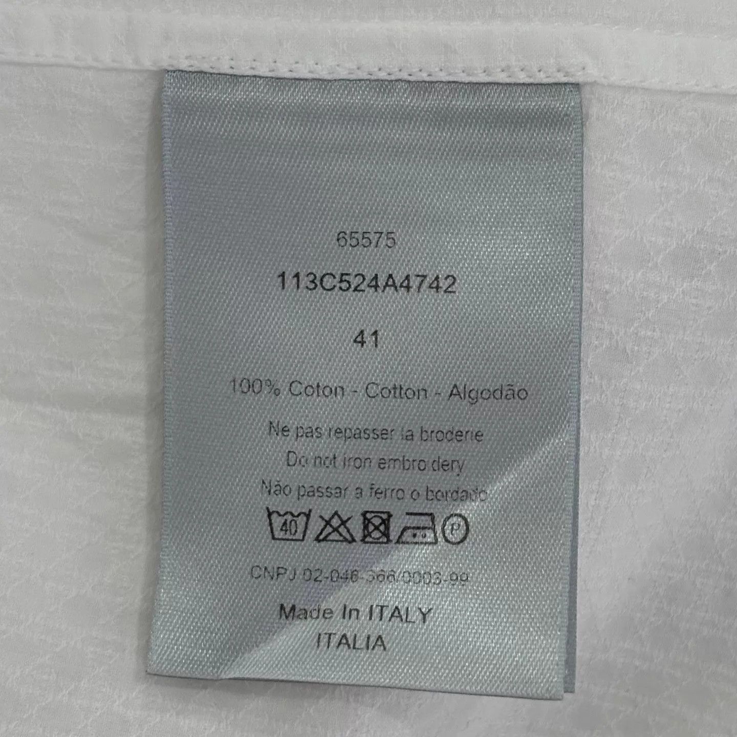 Dior Dior Cotton Jacquard CD Embroidery White Shirt 41 L Size US L / EU 52-54 / 3 - 4 Thumbnail