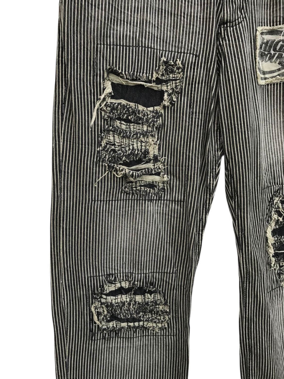 Japanese Brand Stripe Distressed Patches Casual Pants Workers Style Size US 29 - 3 Thumbnail