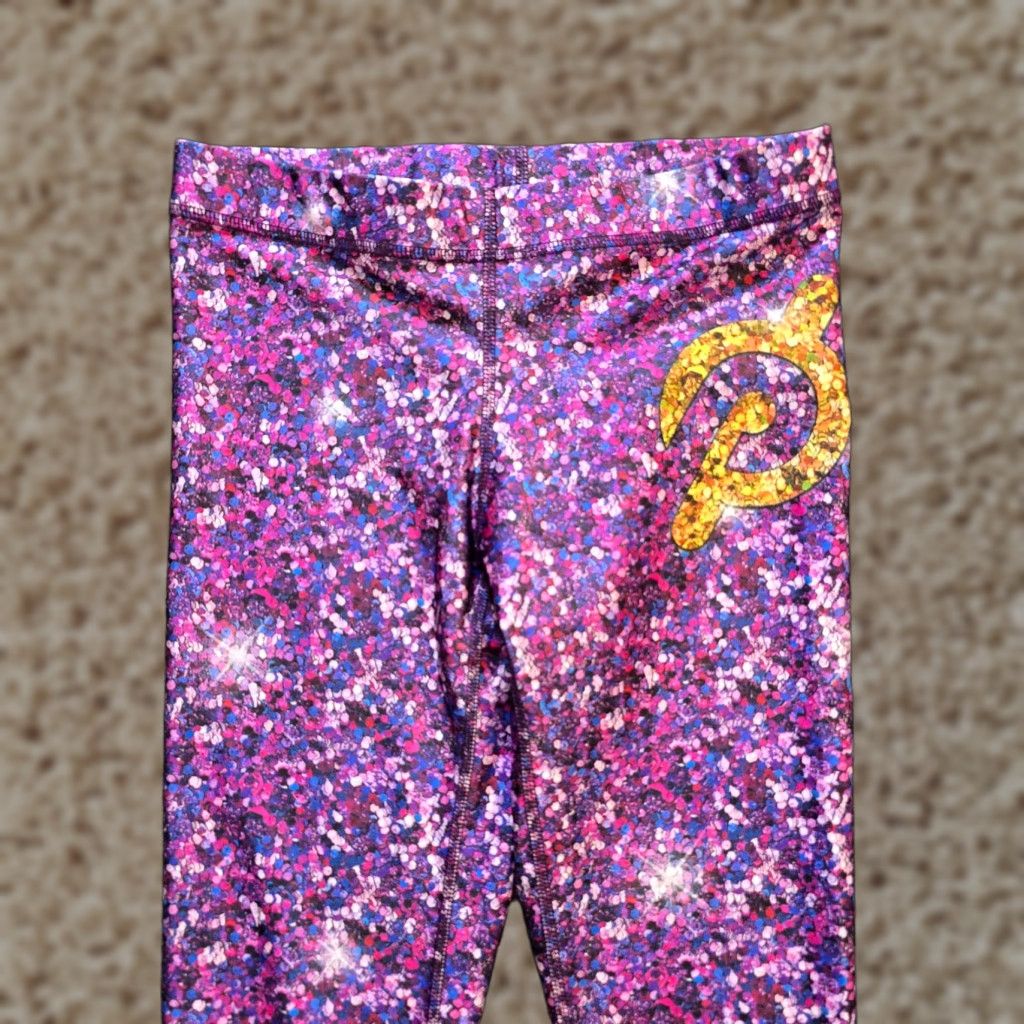 Terez Terez Leggings Womens Medium Pink Purple Glitter Peloton Stretchy Workout Size 32" / US 10 / IT 46 - 1 Thumbnail