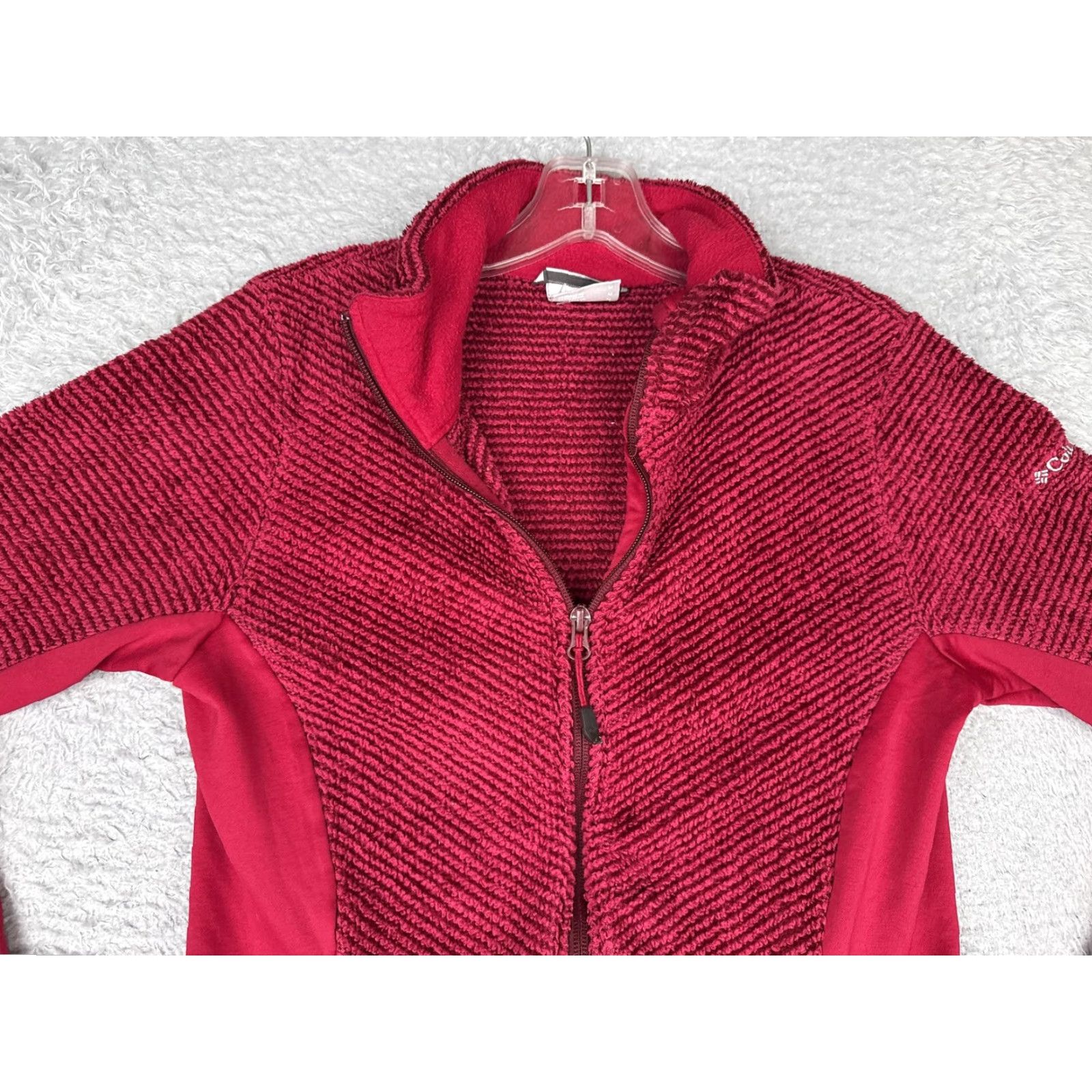 Vintage Columbia Jacket Womens M Red Textured Fleece Full Zip Mock Neck Outdoor Size M / US 6-8 / IT 42-44 - 7 Thumbnail