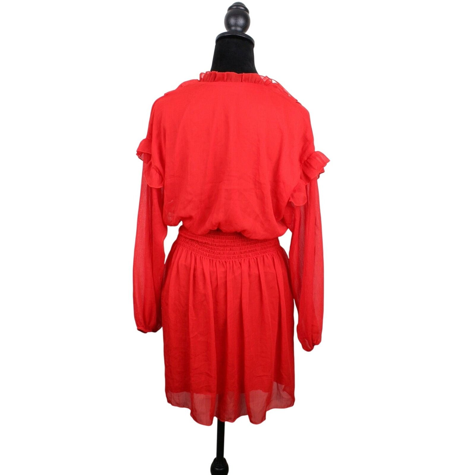 Zara Zara Red Ruffle Chiffon Lined Dress Size S / US 4 / IT 40 - 3 Thumbnail