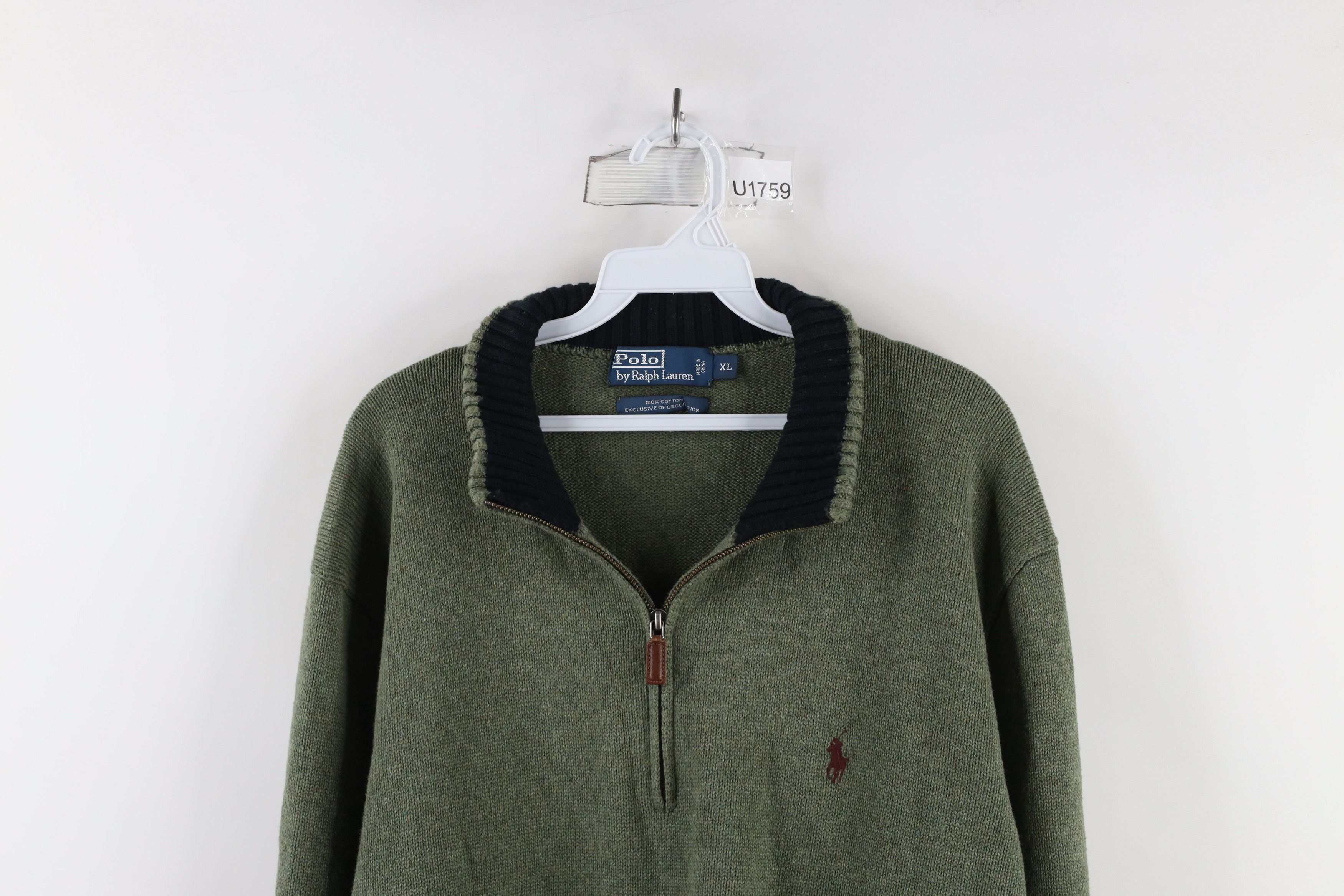 Polo Ralph Lauren Vintage 90s Ralph Lauren Ribbed Knit Half Zip Sweater Green Size US XL / EU 56 / 4 - 2 Thumbnail