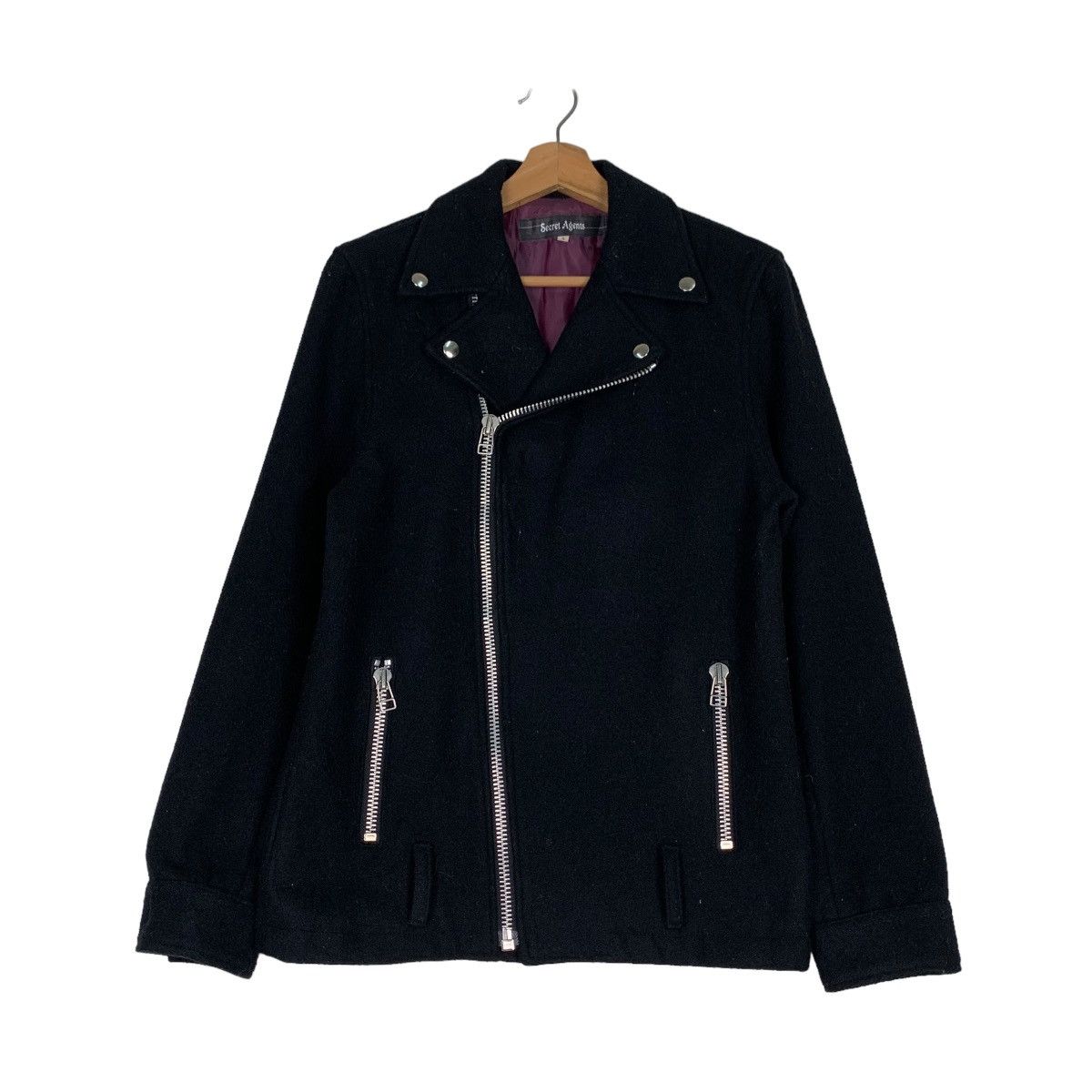 Japanese Brand Black Wool Double Collar Asymmetrical Jacket #0683-C31 Size US M / EU 48-50 / 2 - 1 Thumbnail