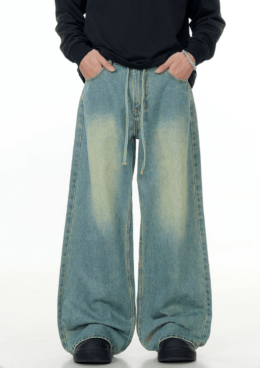 Japanese Brand Vintage cleanfit drawstring straight loose distressed jeans Size US 32 / EU 48 - 1 Thumbnail