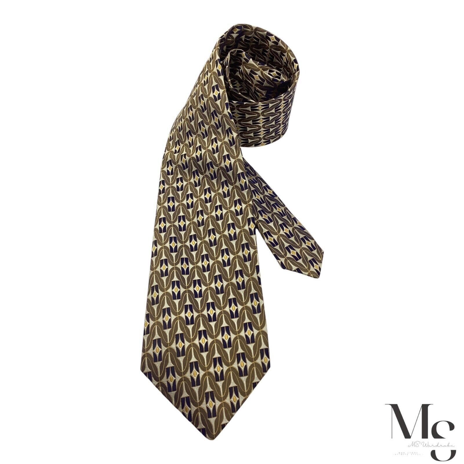 Gianfranco Ferre GIANFRANCO FERRE Gold Geometric Silk Tie Made In Italy W: 3. Size ONE SIZE - 1 Thumbnail
