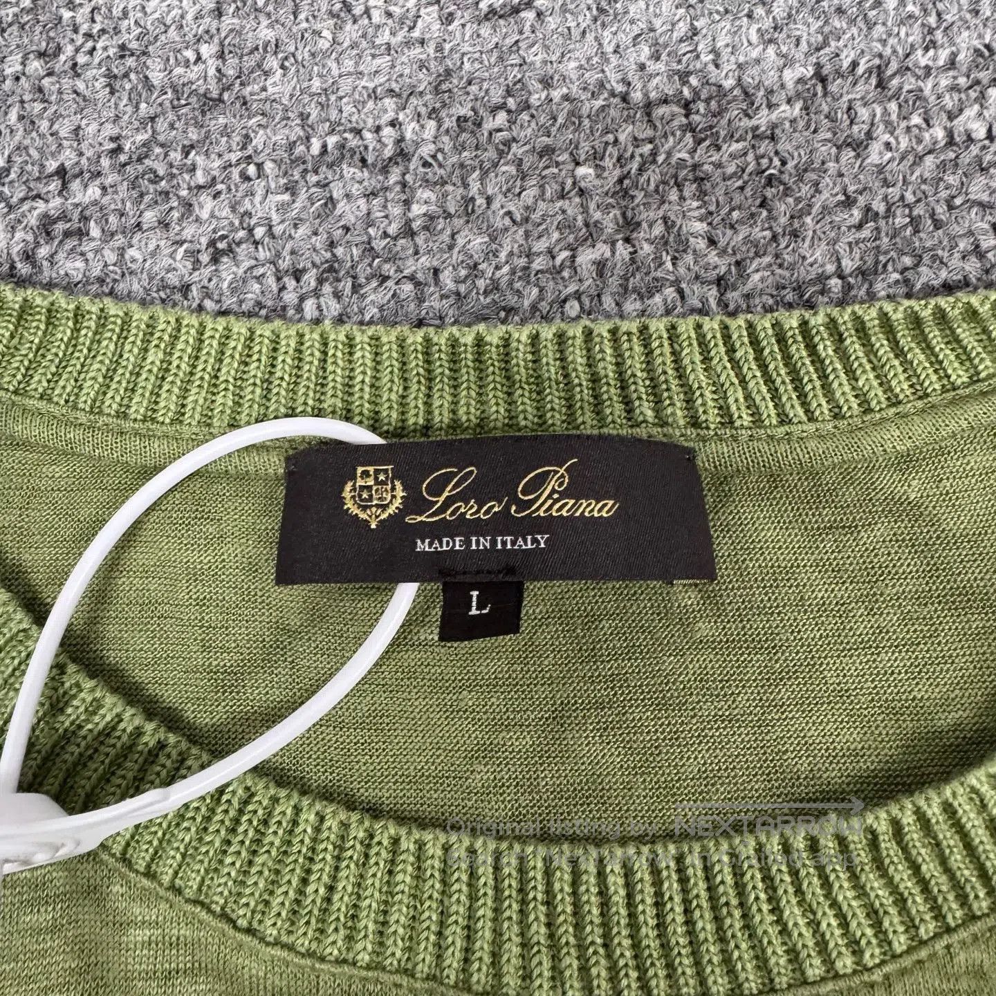 Loro Piana LORO PIANA Green, round-neck, thin knit short-sleeved avoc Size L / US 10 / IT 46 - 5 Thumbnail