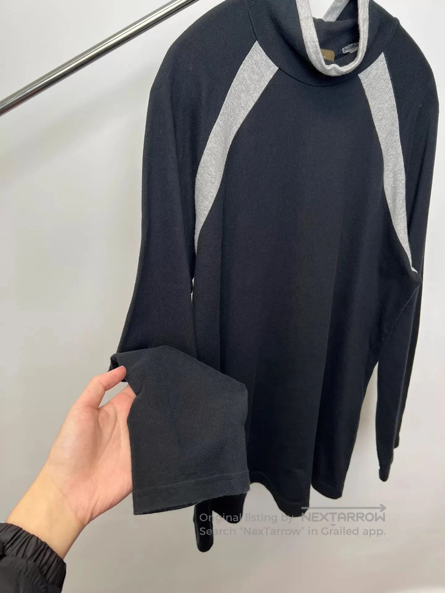 Yohji Yamamoto Black Long Sleeve High Neck Shirt with Gray Accents. Size US L / EU 52-54 / 3 - 4 Thumbnail