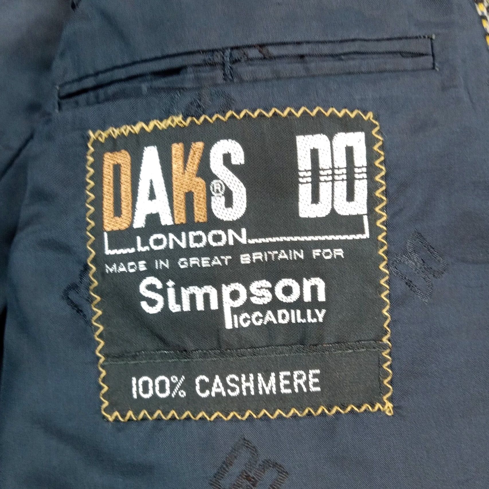 DAKS VINTAGE DAKS Blazer Mens 40 R Black Cashmere Geometric Business Single-Breasted Regular Fit Size 40R - 6 Thumbnail