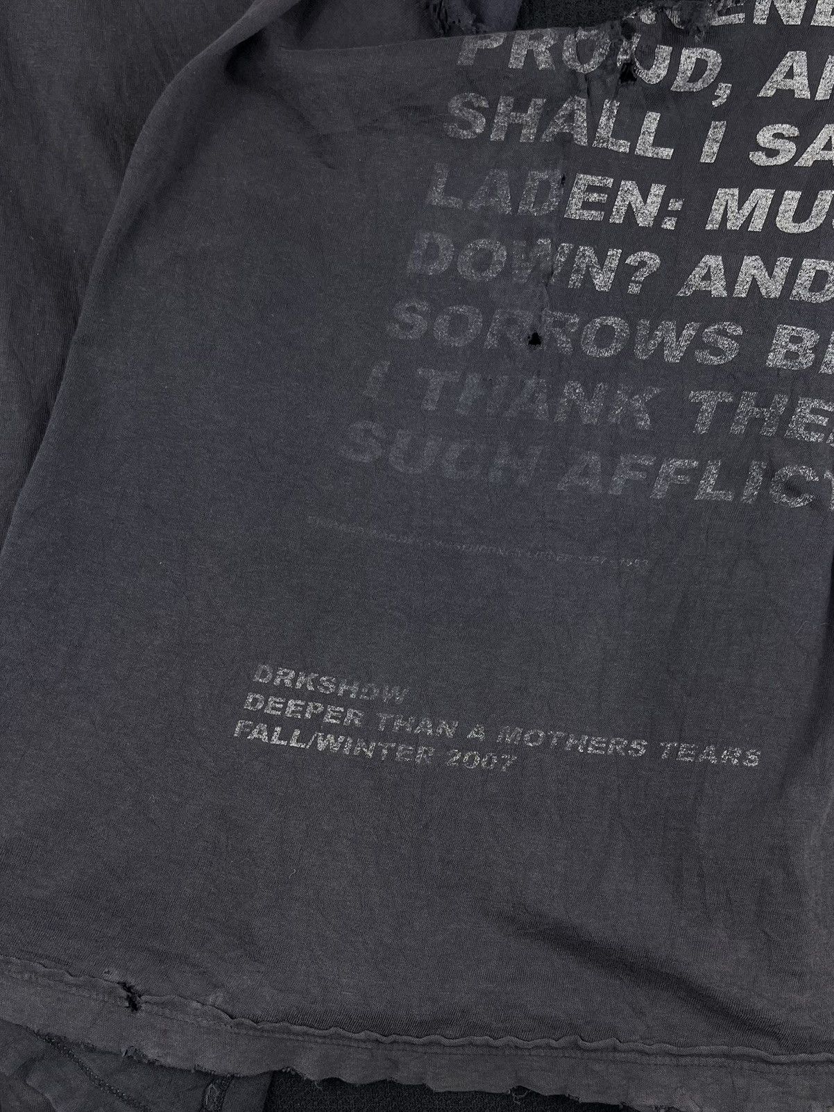 Rick Owens × Rick Owens Drkshdw × Vintage FW07 Rick Owens Exploder Poem Longsleeve Tshirt Thrashed Size US M / EU 48-50 / 2 - 8 Thumbnail
