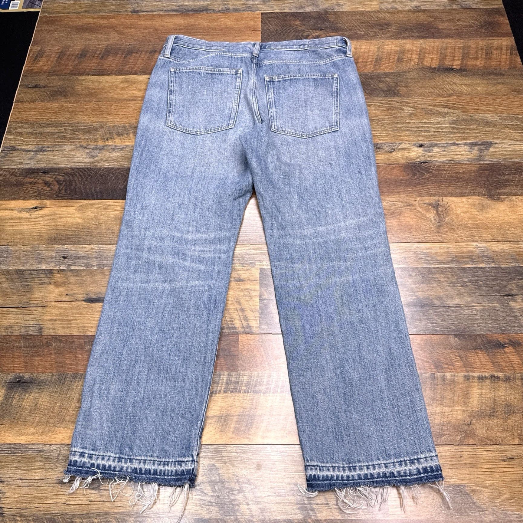J.Crew J.CREW Jeans Straight Womens 31P Petite High Rise Frayed Hems Blue Denim 5-Pocket 21.5in Inseam Size 24" / US 00 / IT 34 - 3 Thumbnail