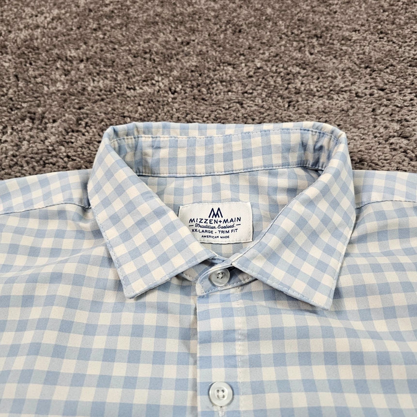 Mizzen+Main Mizzen+Main VINTAGE Check Shirt Mens 2XL Blue Slim Fit Long Sleeve Button-Up Breathable Performance Stretch USA Size US XXL / EU 58 / 5 - 4 Thumbnail
