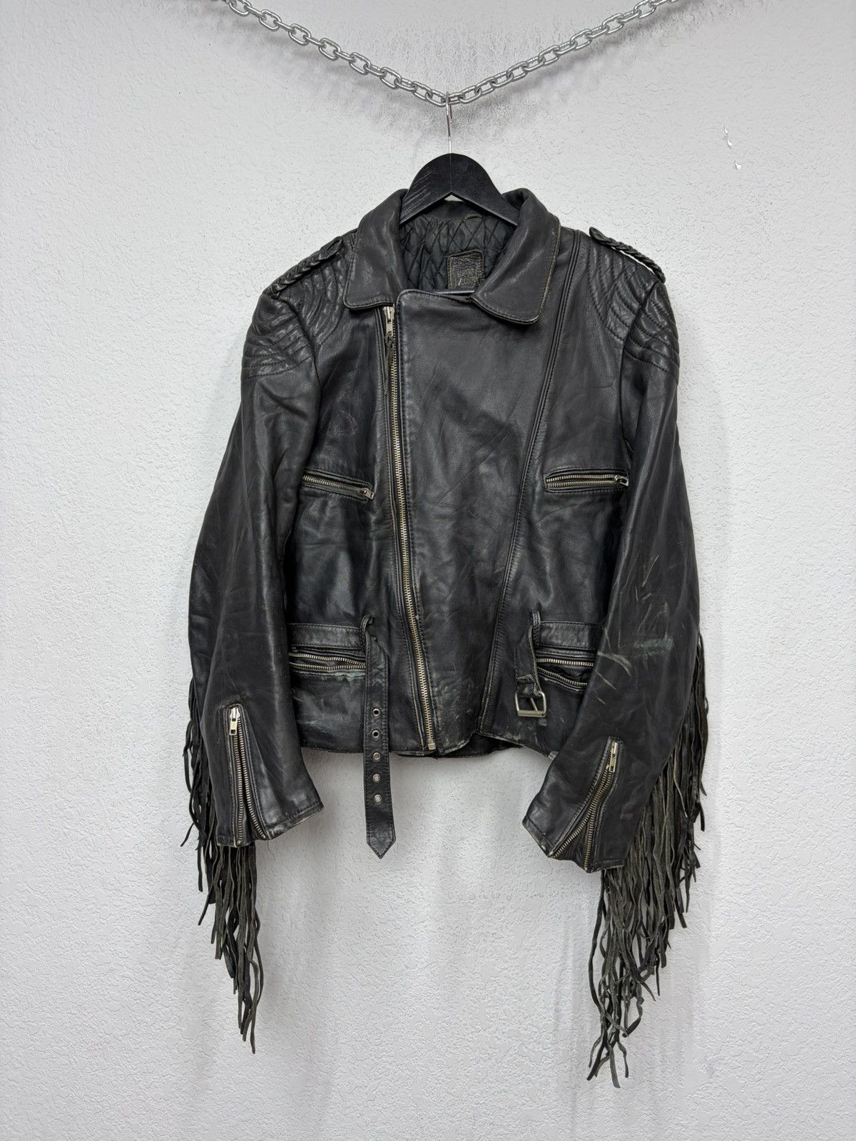 Hedi Slimane VTG Distressed Black Leather Biker Jacket Rick Owens Vibe Size US S / EU 44-46 / 1 - 4 Thumbnail