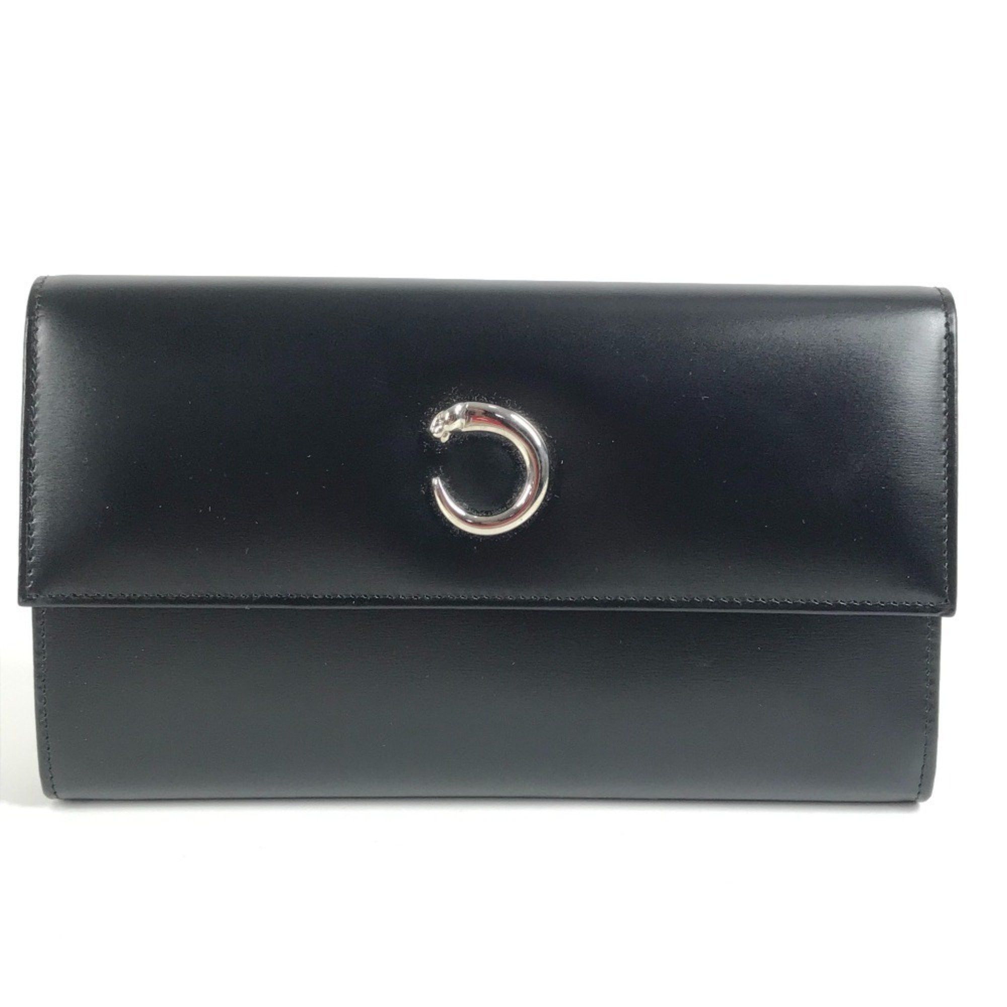 Cartier CARTIER Panthère Bifold Long Wallet Leather Unisex Black Size ONE SIZE - 1 Thumbnail