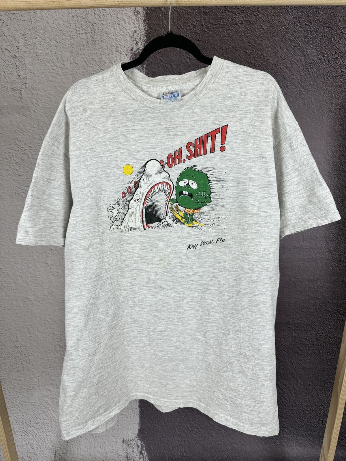 Hanes Key West fla Hanes vintage 90s grey big logo tee shirt Size US XXL / EU 58 / 5 - 2 Thumbnail