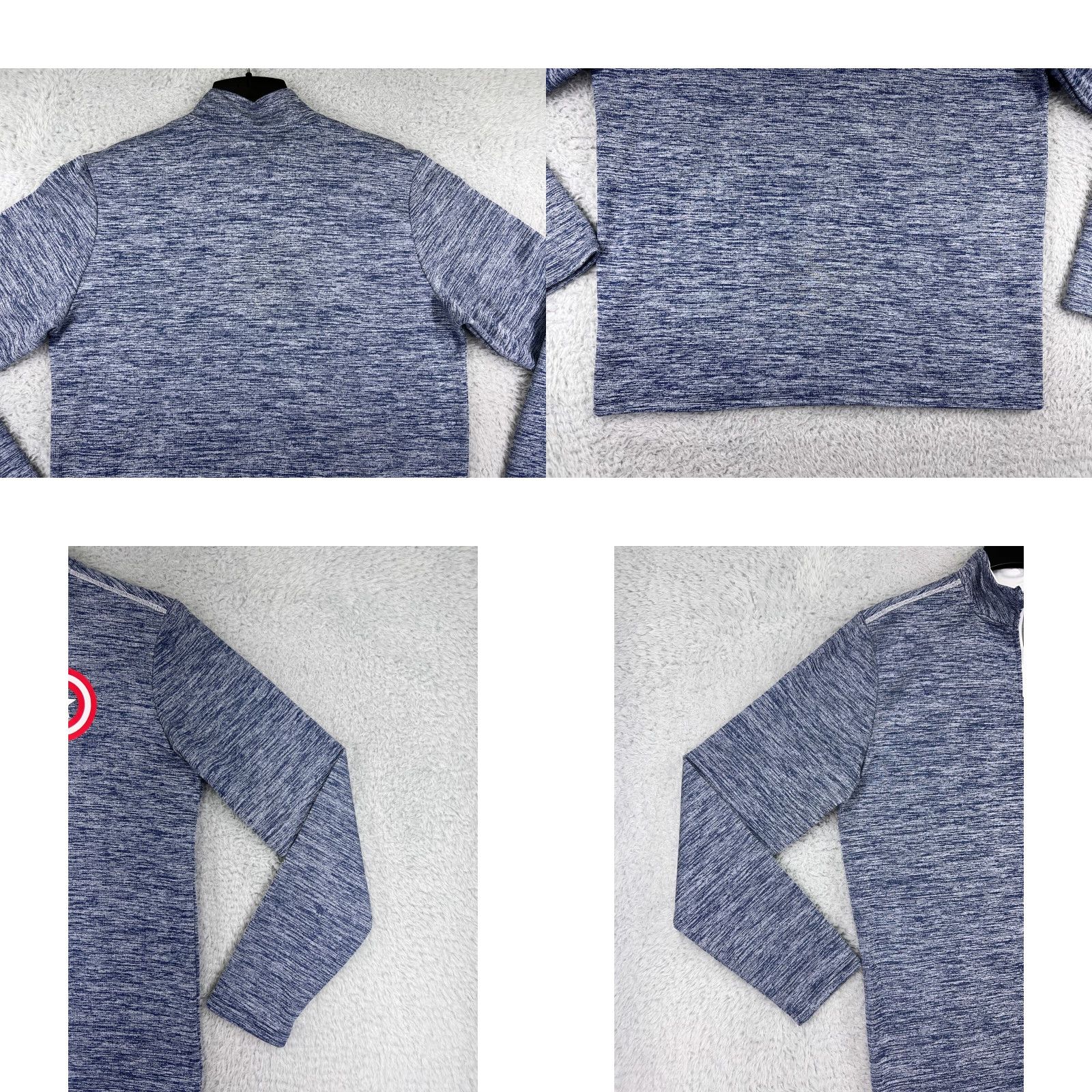 Vintage Captain America Marvel Mens 1/4 Zip Sweater Blue Shirt Polyester Mock Neck Full Size M Adult Regular Men’s Pullover Casual Logo Zipper Cap America Size US M / EU 48-50 / 2 - 8 Thumbnail