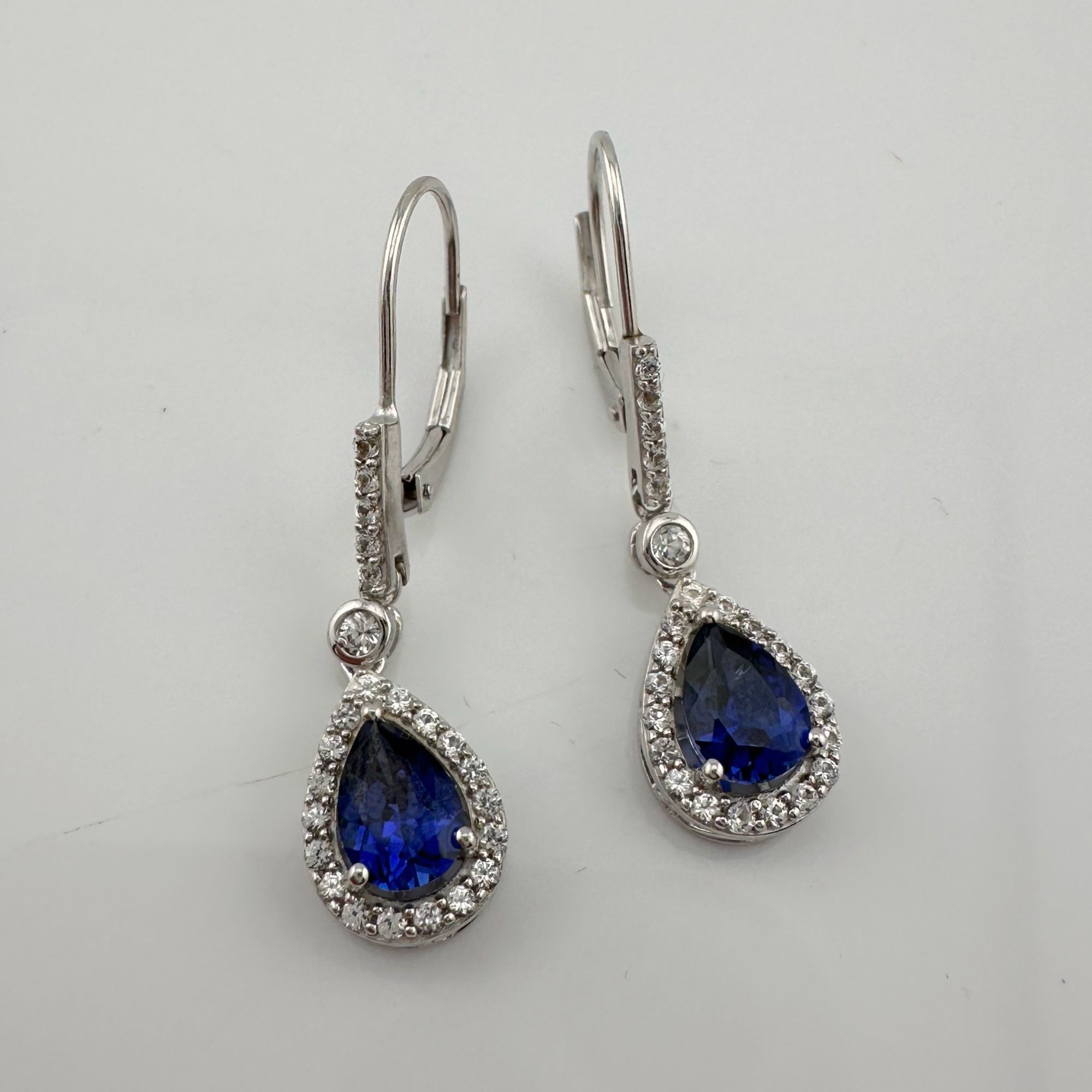 Other Blue and White Sapphire Tear Drop Earrings in Sterling Silve Size ONE SIZE - 11 Thumbnail