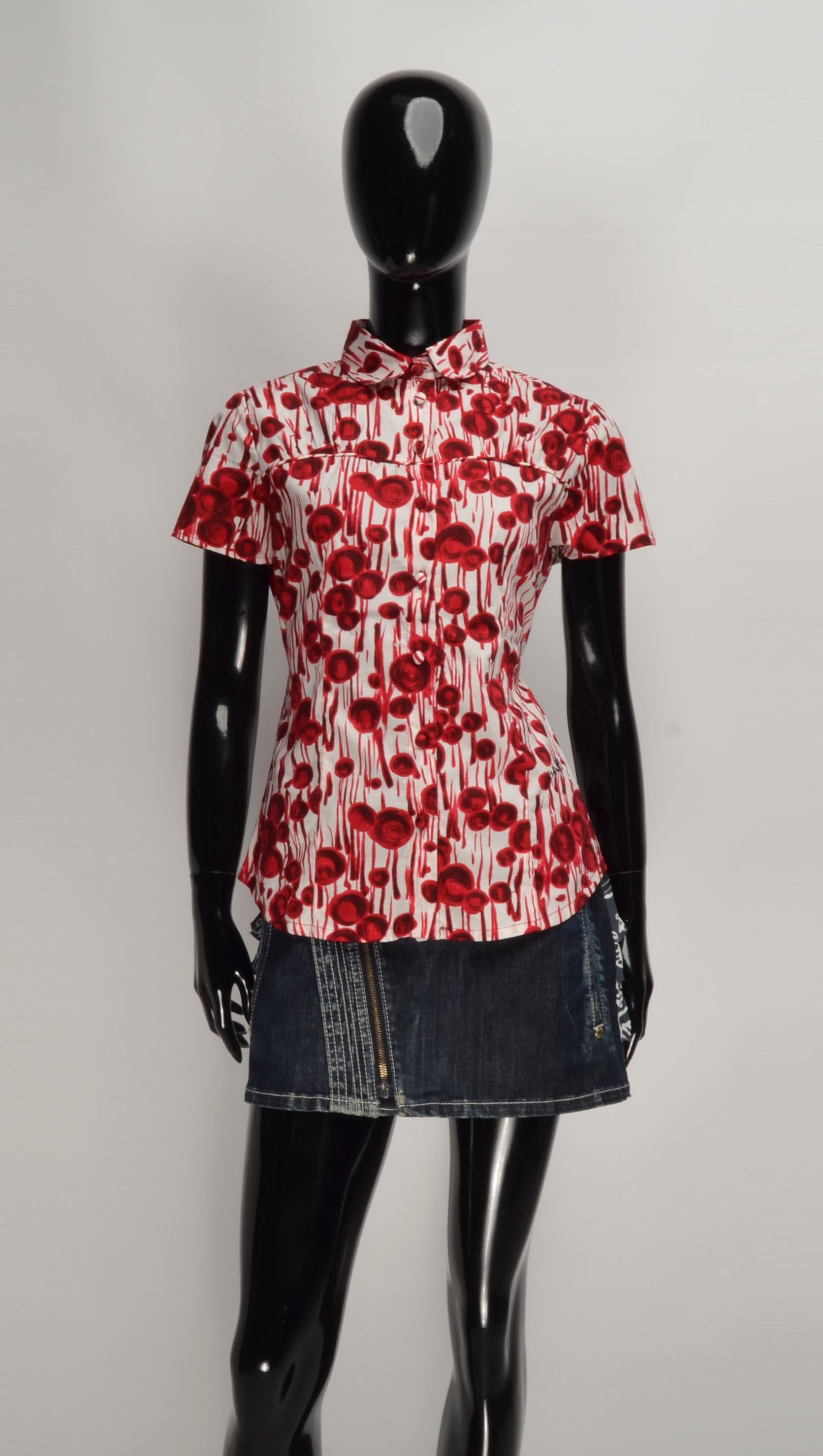 Miss Sixty × Vintage Miss Sixty Y2K Coquette Red Floral Print Short Sleeve Shirt Size L / US 10 / IT 46 - 1 Thumbnail