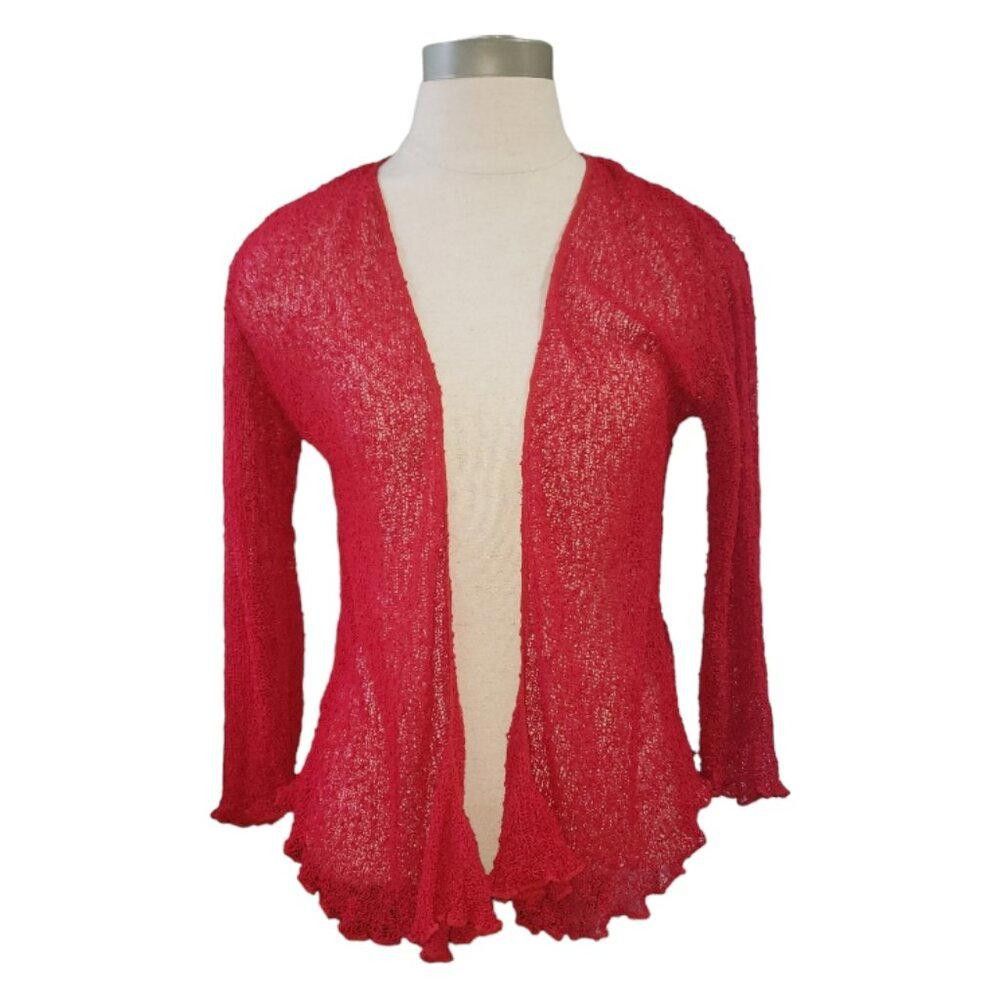 Designer CT1672 Shu-Shi Red Long Sleeve Mesh Shrug L Size L / US 10 / IT 46 - 1 Thumbnail