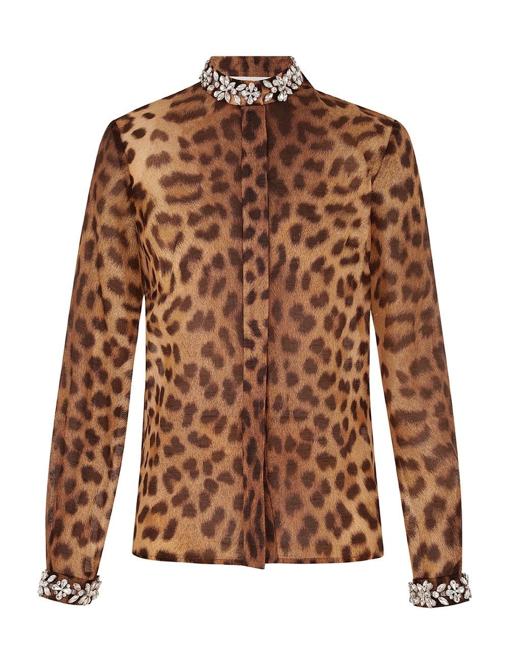 Zimmermann oc11z0925 Crush Embellished Body Shirt in Leopard Size M / US 6-8 / IT 42-44 - 1 Thumbnail