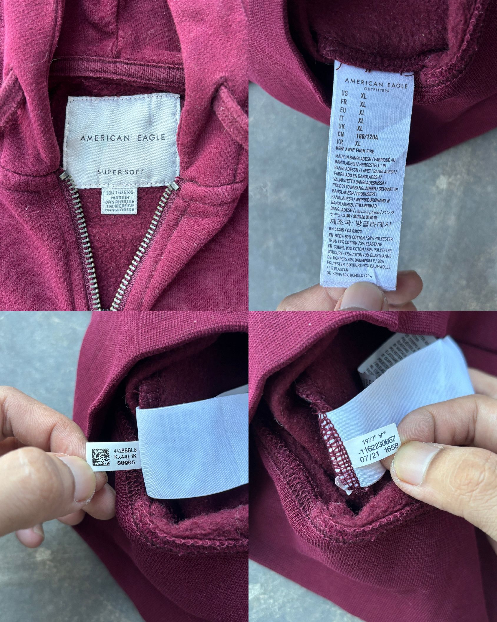 American Eagle Outfitters American Eagle Red Zip-Up Hoodie Size US XL / EU 56 / 4 - 5 Thumbnail