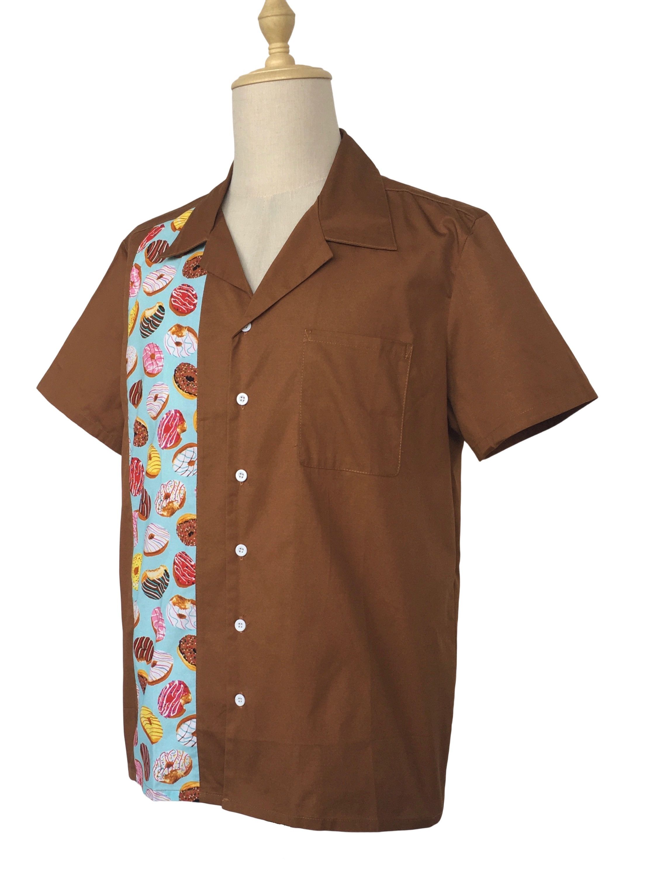 Other Men's Retro Style Doughnut Pattern Brown Shirts Size US XXL / EU 58 / 5 - 2 Thumbnail