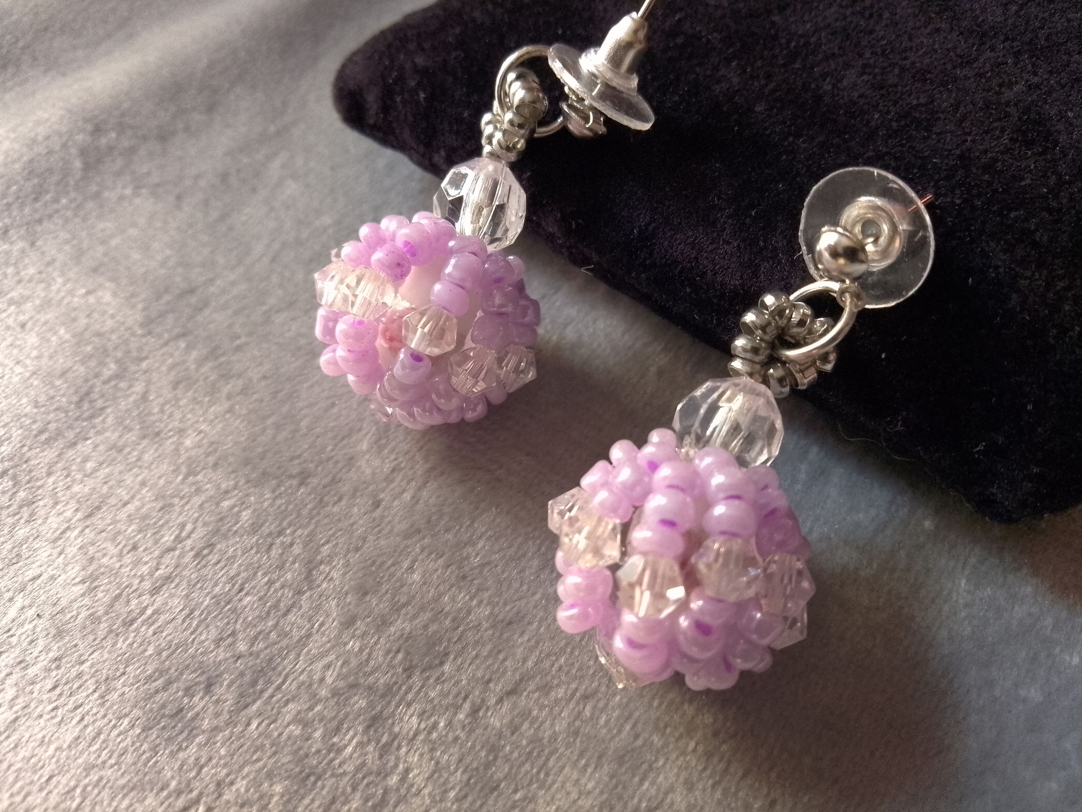 Handmade Necklace Beaded Pearl Pendant Earrings Purple Size ONE SIZE - 3 Thumbnail