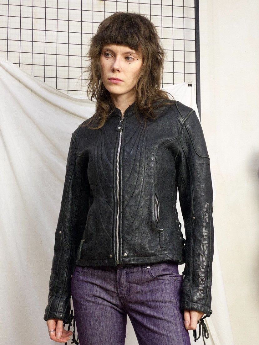 Vintage ARLENNESS motorcycle leather jacket with lace up&embroidery Size M / US 6-8 / IT 42-44 - 18 Thumbnail