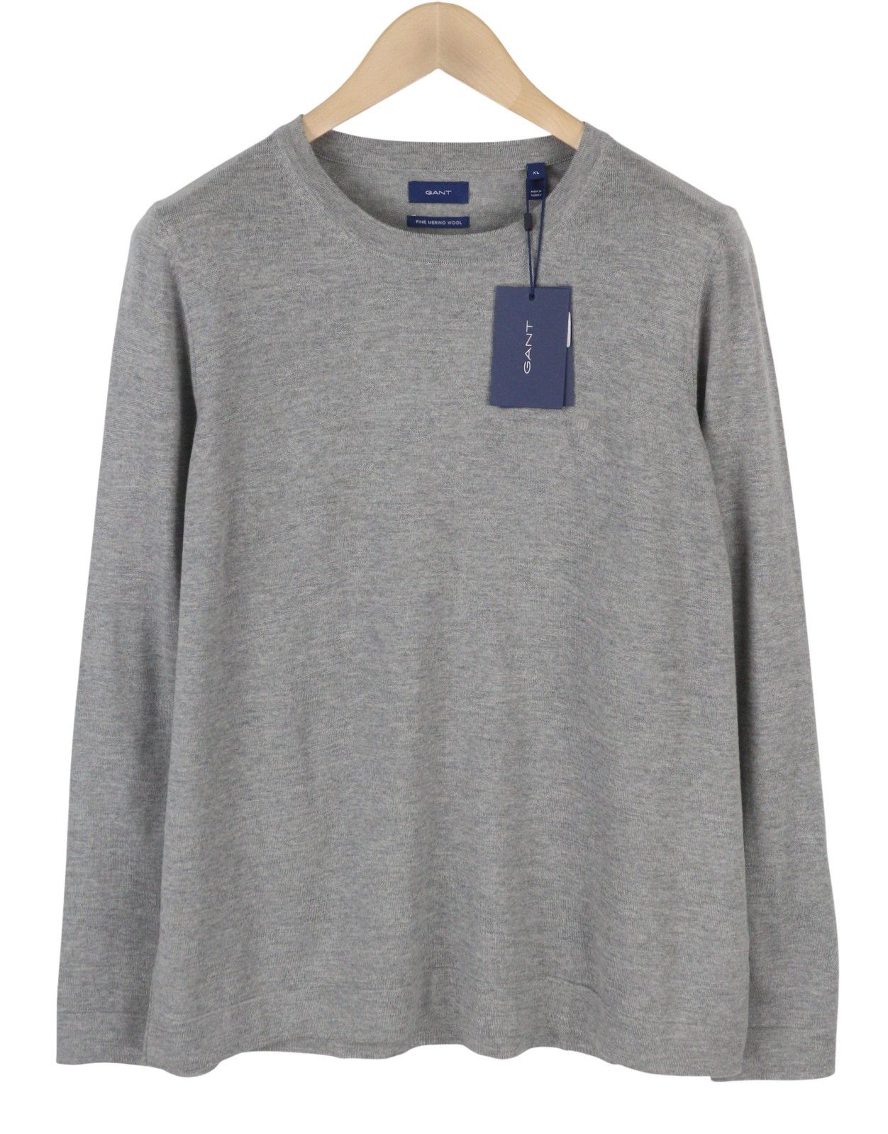 Gant FINE MERINO CREW XL Grey Melange Tight-Knit 88097 Size XL / US 12-14 / IT 48-50 - 1 Thumbnail