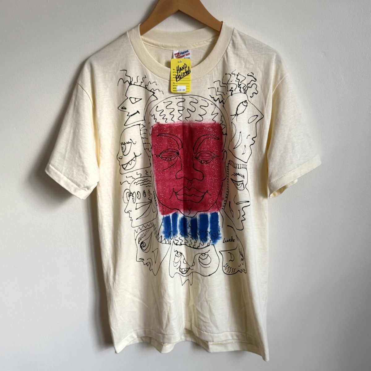 Vintage Vintage Hanes Hand-Painted T-Shirt Lucho Faces Buddha Size US L / EU 52-54 / 3 - 2 Thumbnail